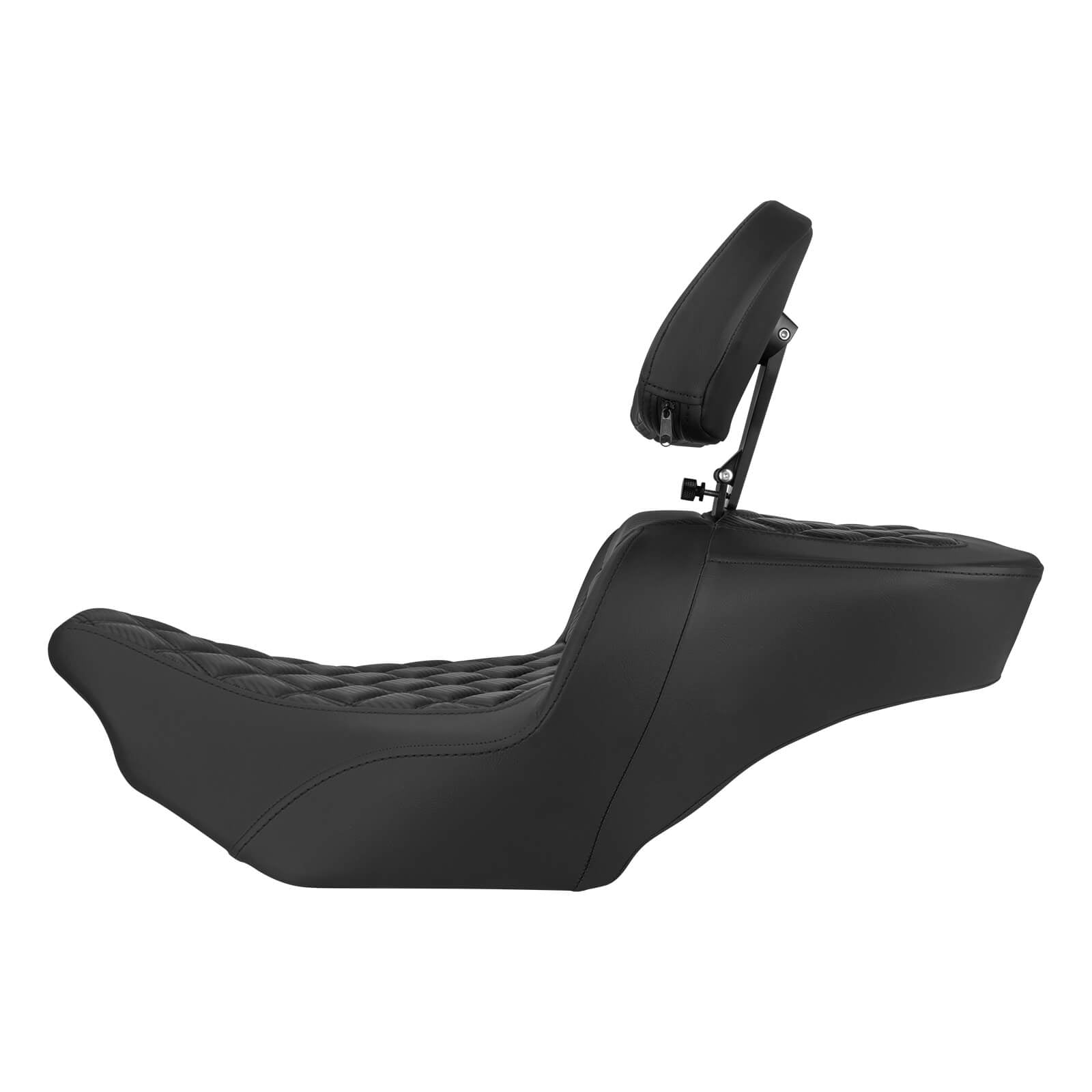 CB017101 mactions Black Diamond Stitched Two-Up Seat with backrest for harley