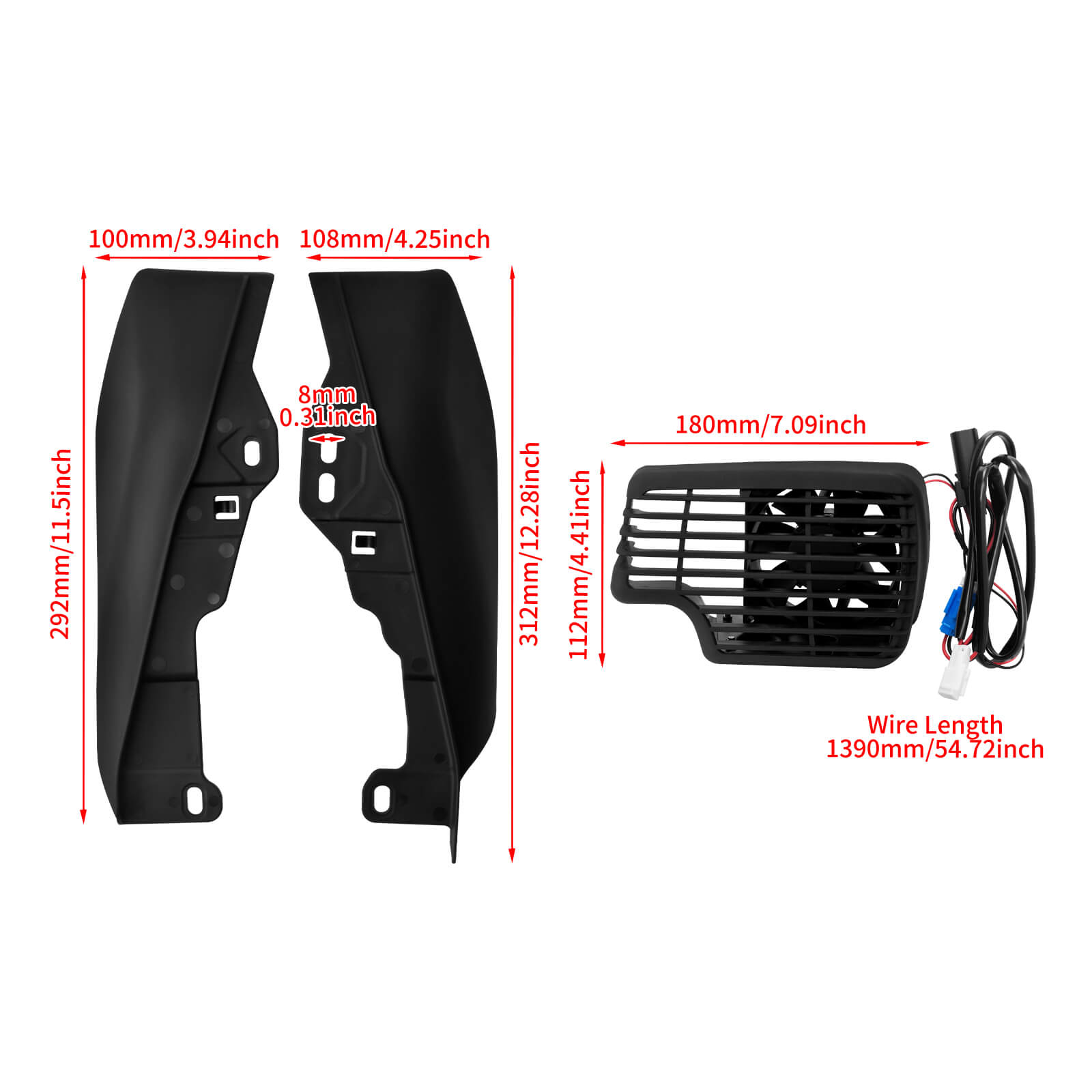 CO000101 mactions Mid-frame Air Deflector with Cooling Fan for Harley trike size