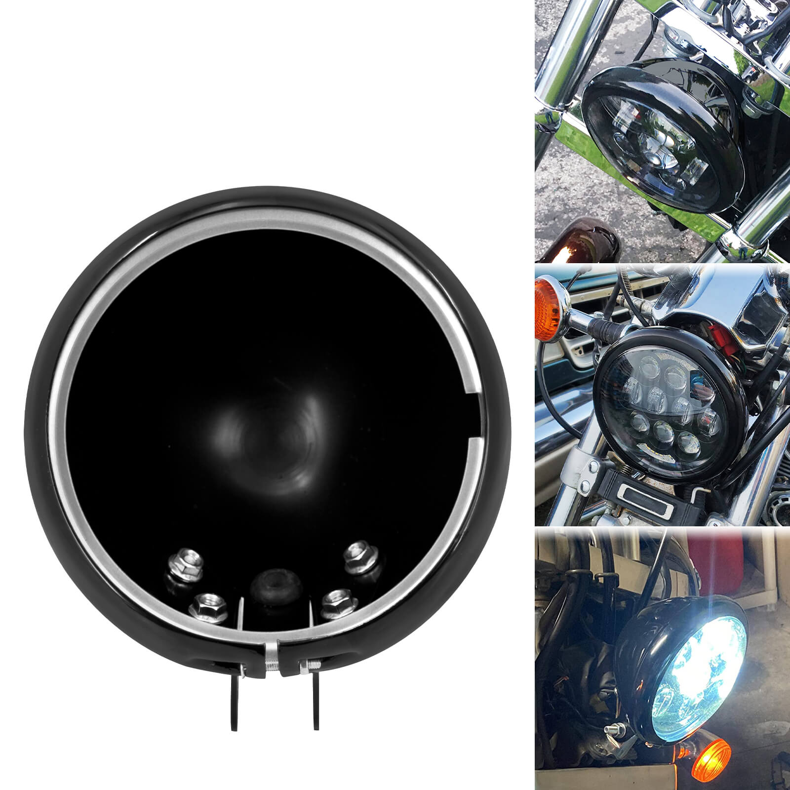 5.75" Headlight Cover Black Housing For Sportster Softail Dyna | Mactions