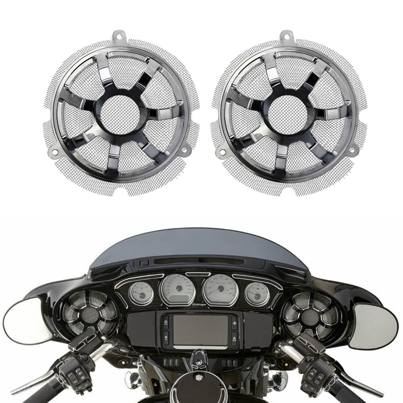 CR020406 mactions Front Speaker Grill Mesh Cover Fit Harley road glide