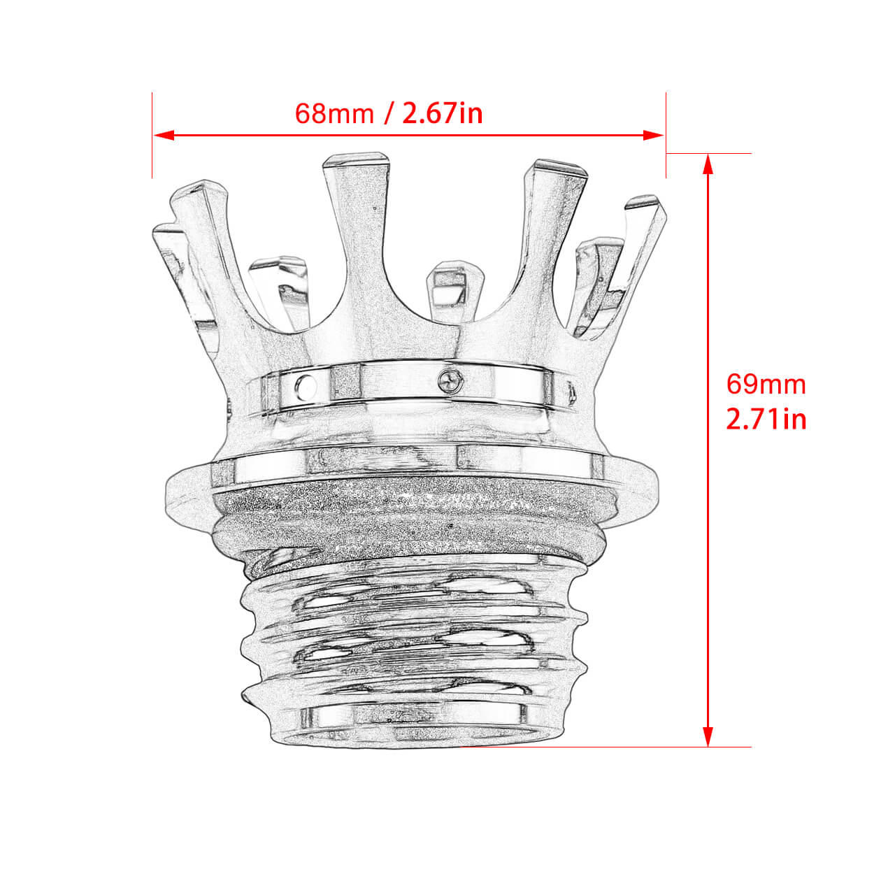 King Crown Gas Cap Fuel Tank Right-hand Thread Billet Aluminum Fit Harley | Mactions