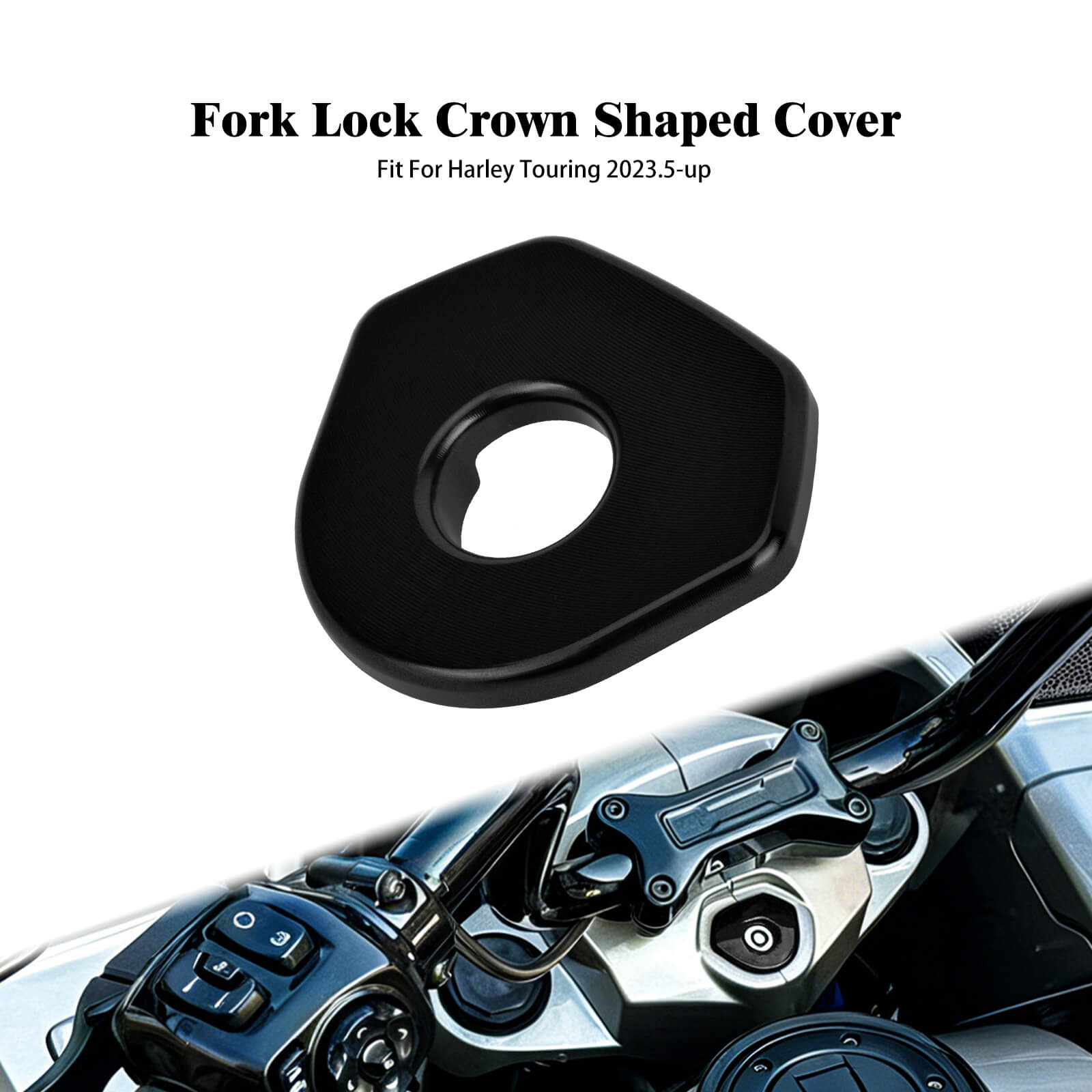 CR037101 Mactions Fork Lock Cover For Harley Touring '23.5-Up Black