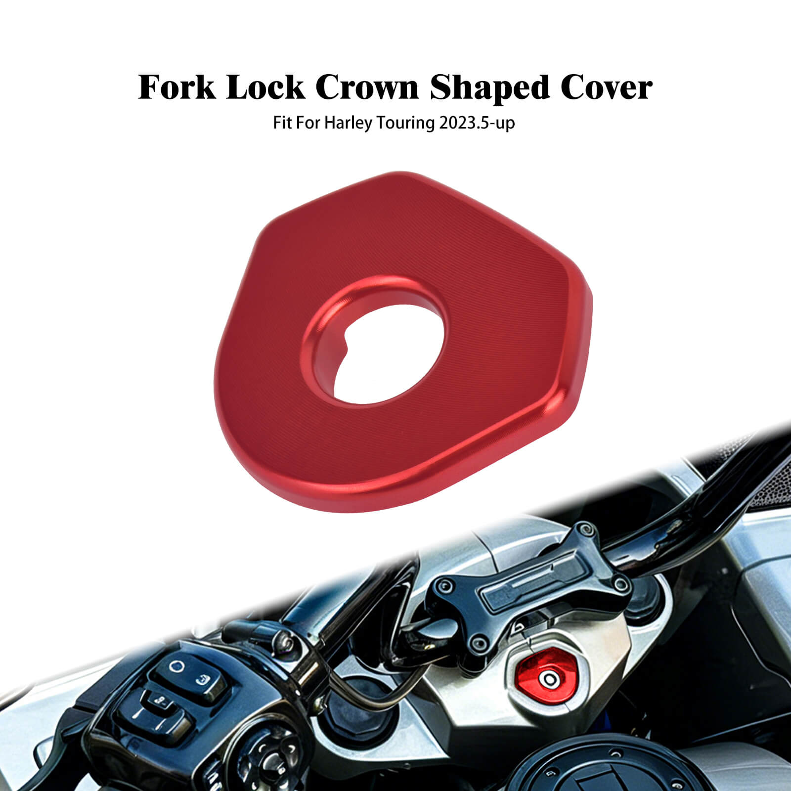 CR037103 Mactions Fork Lock Cover For Harley Touring '23.5-Up red