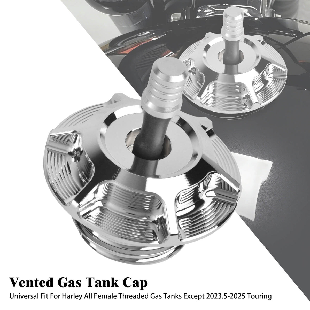 CR037208 MX Vented Gas Tank Cap for Harley Sportster Softail Touring Chrome