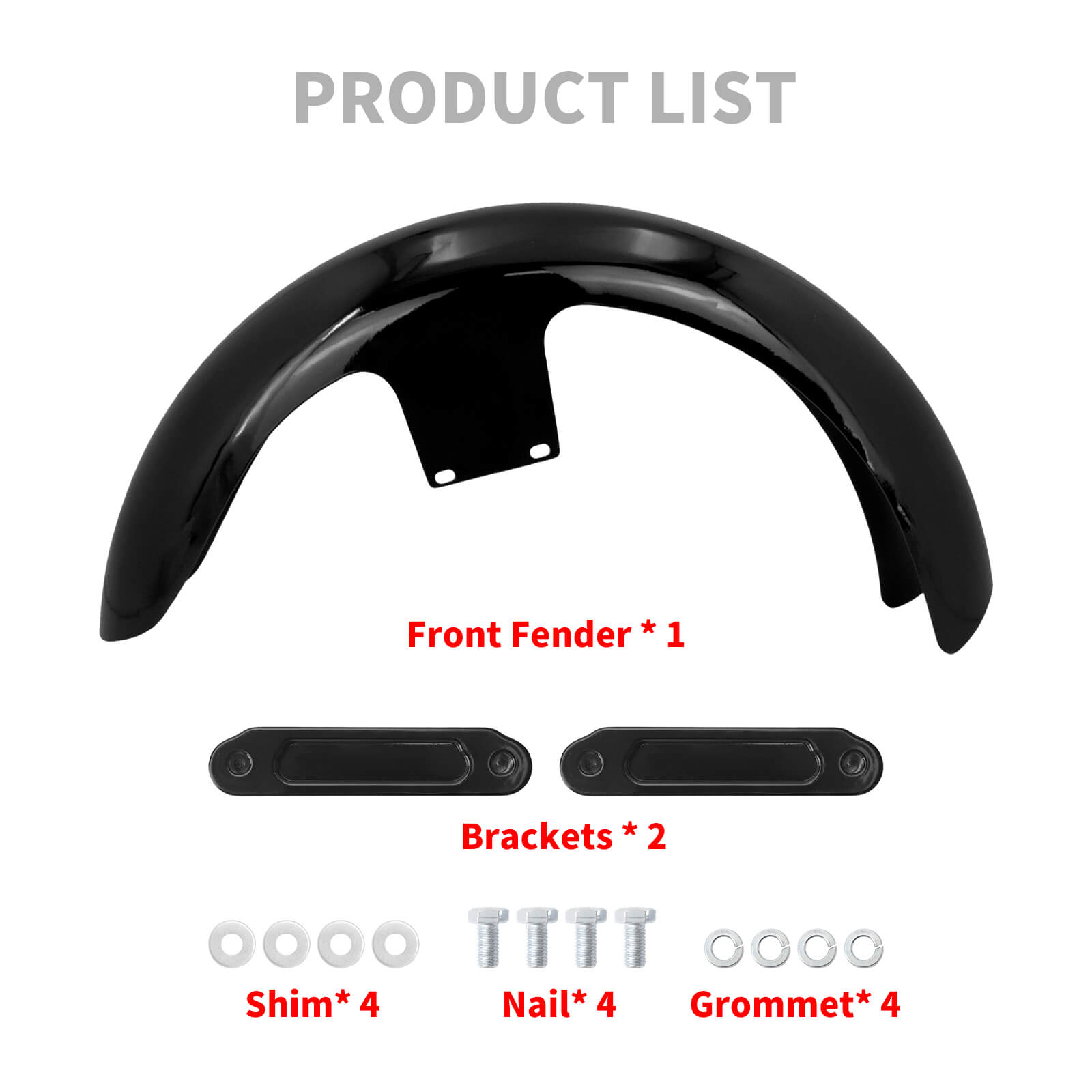 FR004701 Mactions_Gloss Black Steel Front Fender Harley Touring Road Glide CVO 23.5+ Gloss Black Product List