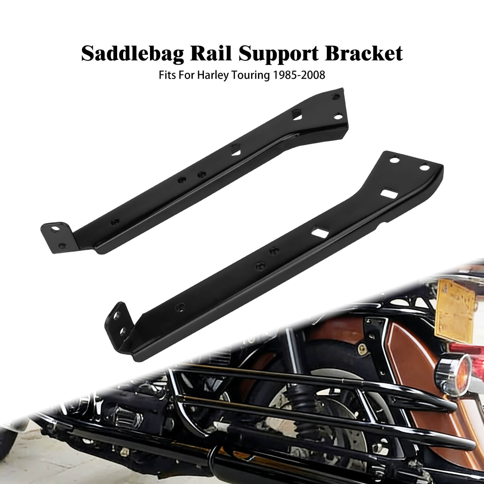 FR005601 Mactions_ Black Road-Ready Saddlebag Support Brackets For Harley Touring FLT FLH ‘85-’08
