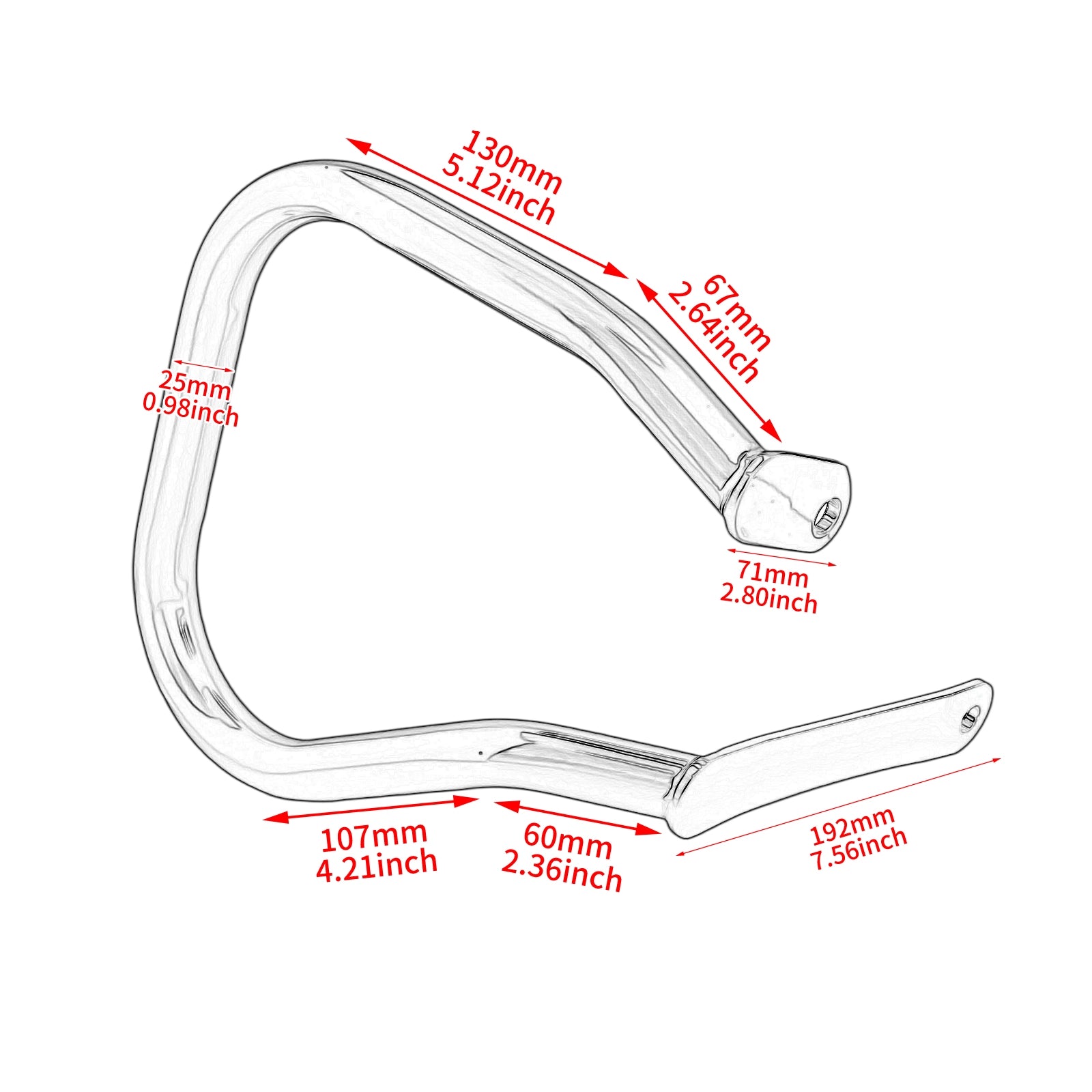 FR005701 mactions gloss black Rear Saddlebag Crash Bar For Harley low rider st size