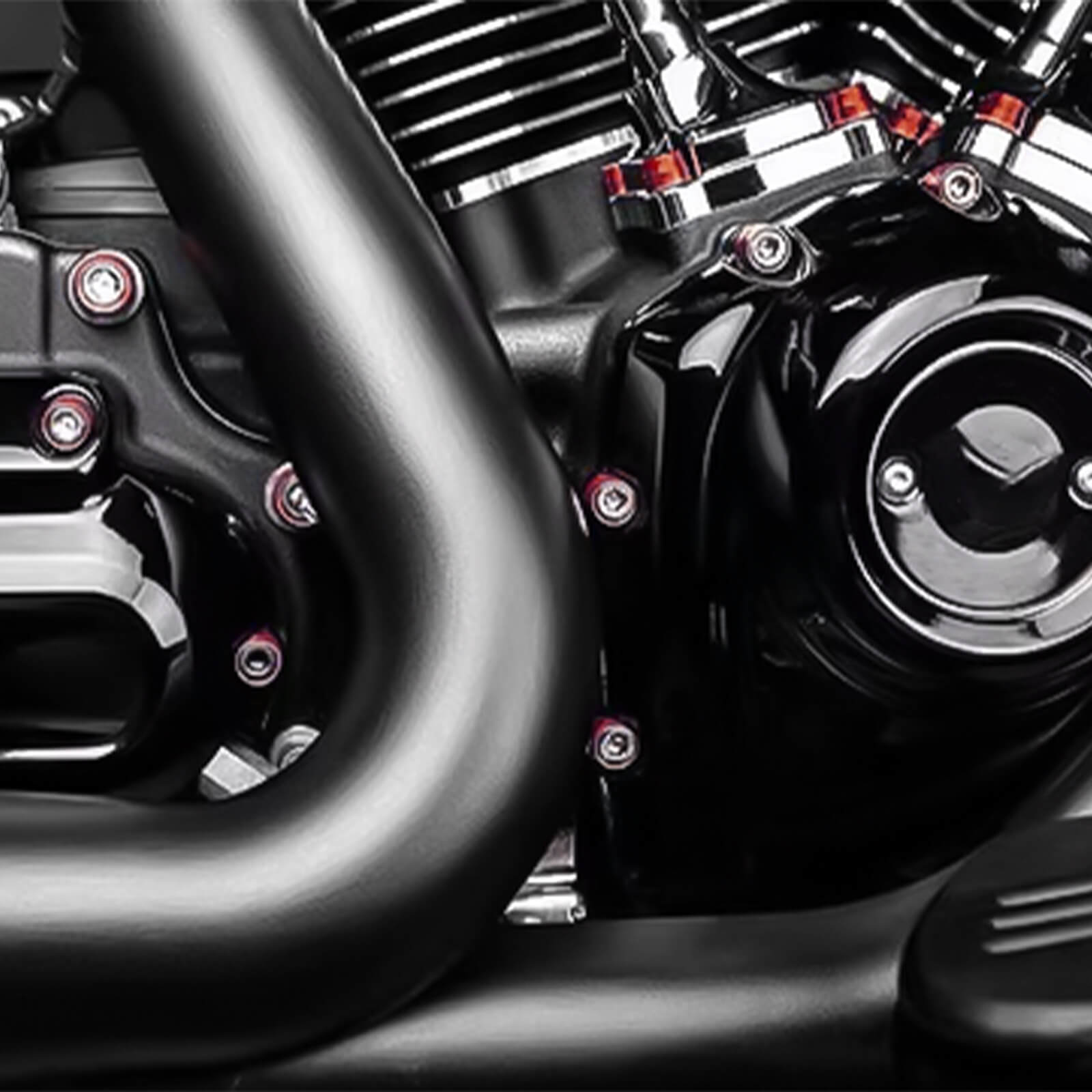 FR0061 mactions Engine Toppers Premium Engine Fastener & Dress-Up Kit for Harley touring - red effect