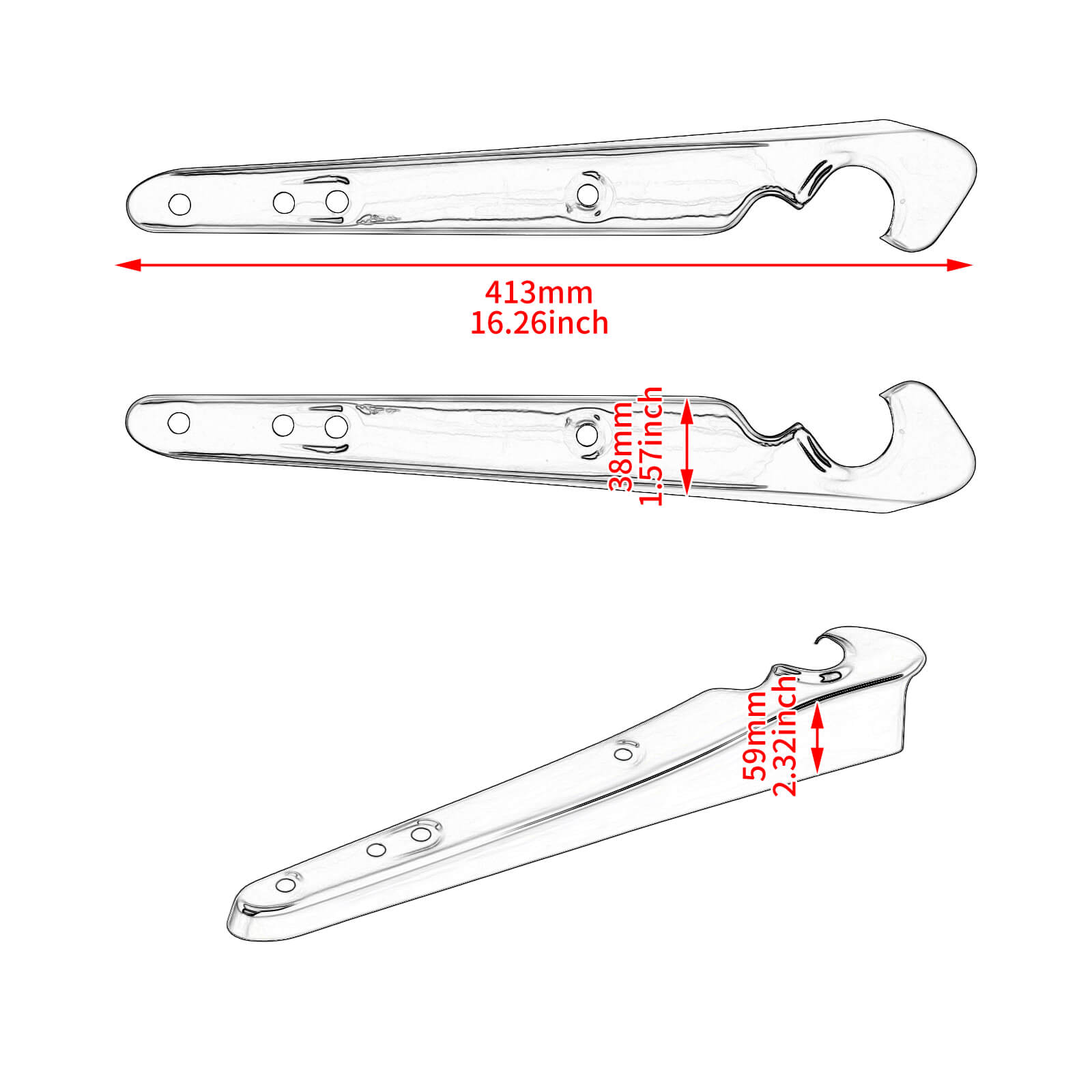 FR006201 mactions Black Rear Fender Support Struts bracket for harley - size