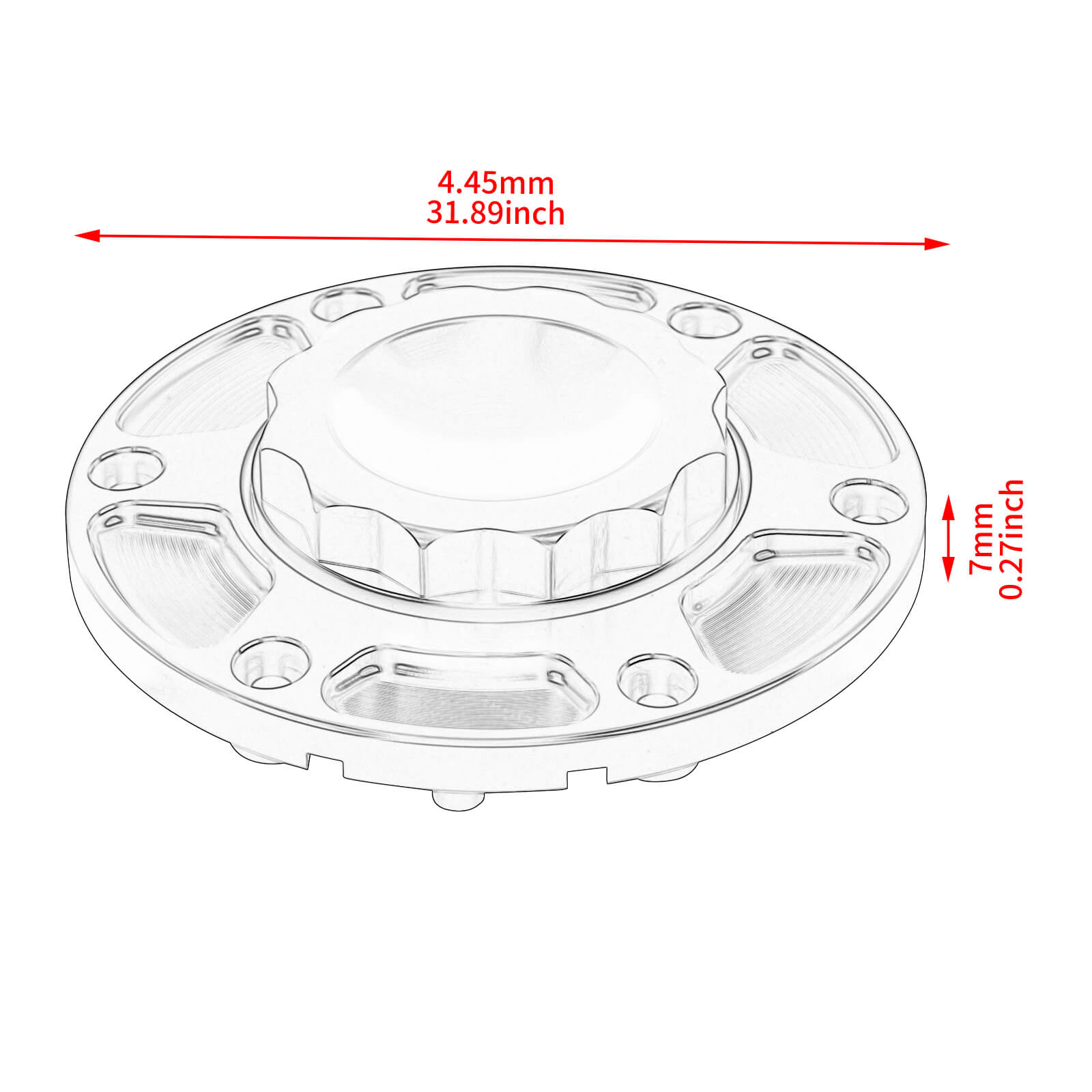 FU000902 mactions Premium CNC Billet Gas Cap For Harley Touring 2023.5-2026 - size