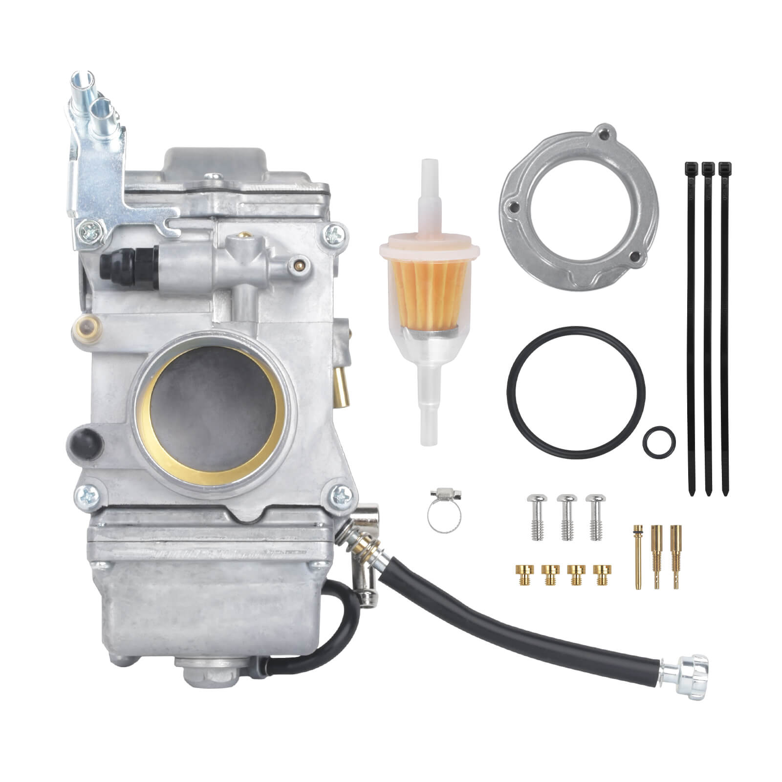 FU001001 Mactions Complete Aluminum Carburetor Kit for Harley Dyna & Electra Glide '90-'04