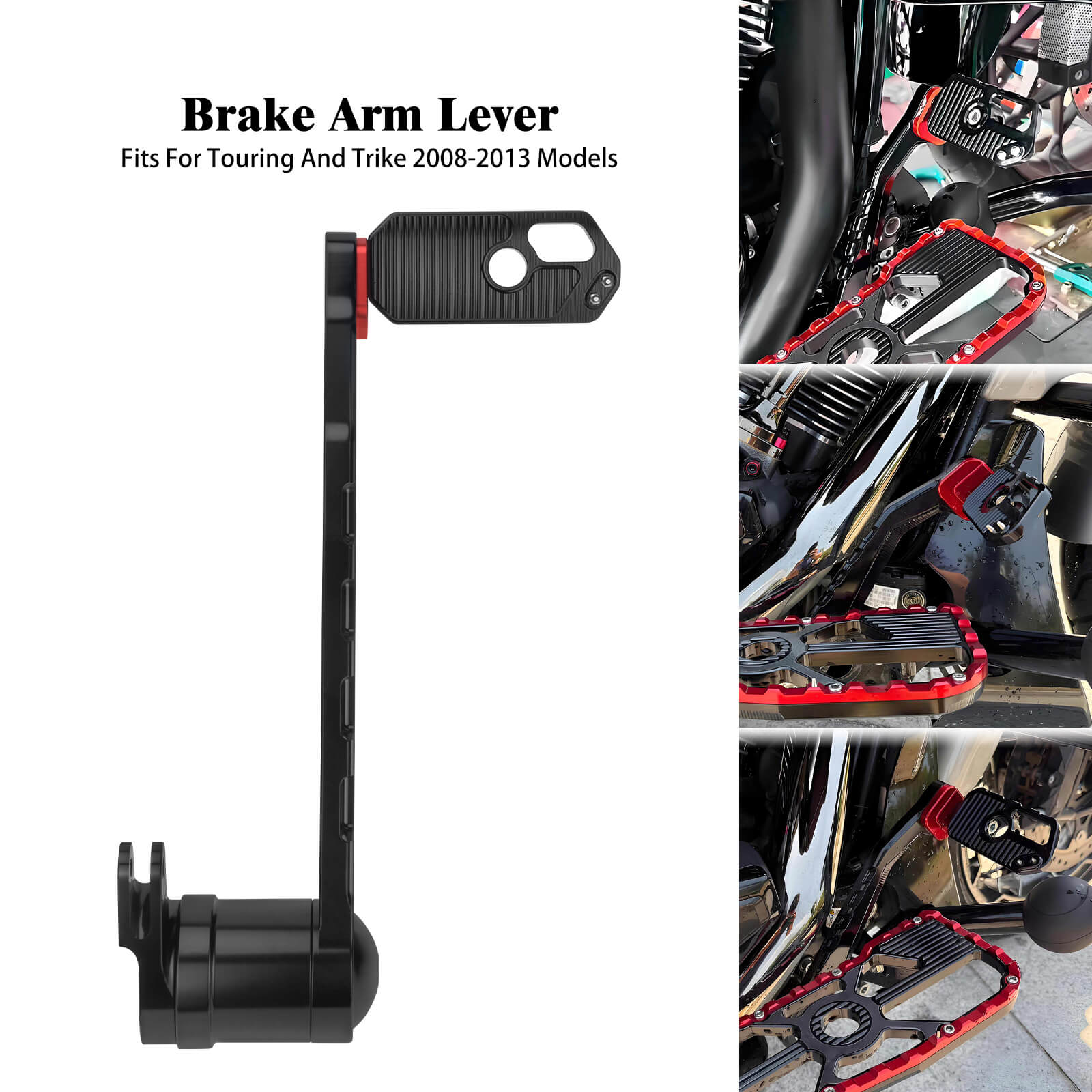 GE001102 Mactions CNC Red Brake Lever for Harley Touring ‘08-’13 Installation