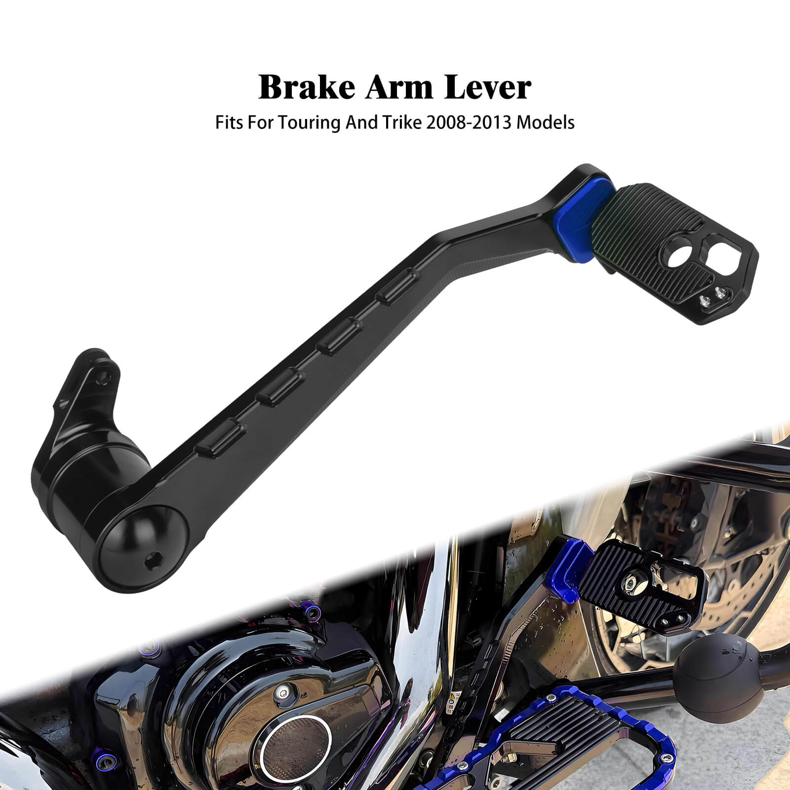 GE001104 Mactions CNC Blue Brake Lever for Harley Touring ‘08-’13