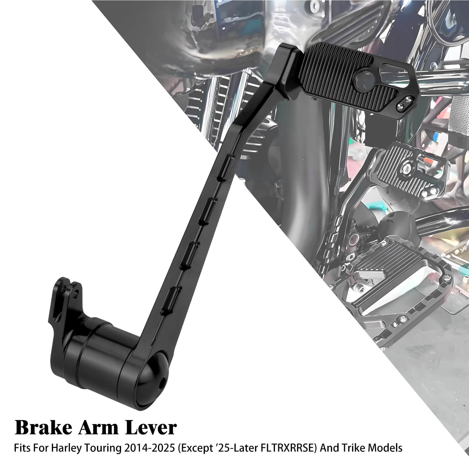 GE001105 Mactions CNC Black Brake Lever for Harley Touring’14-’25 Installation