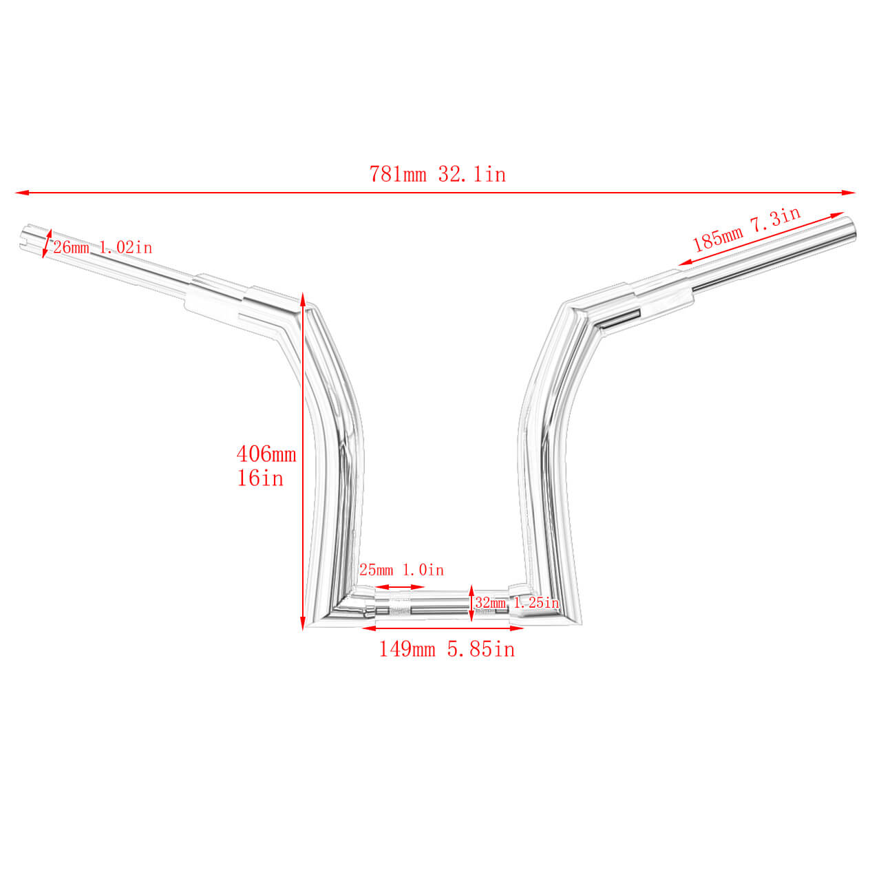 16" Riser 1" Ape Hanger Handlebar Fits For Harley Touring Road King 14-23 | Mactions