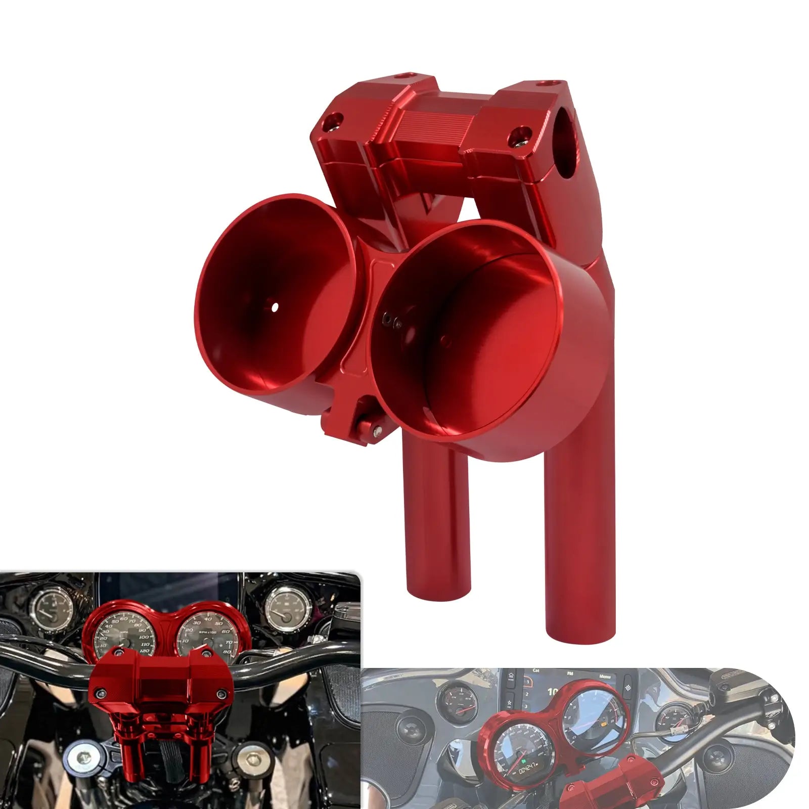 10" Handlebar Riser Adjustable Instrument Twin Gauge Bucket For Harley Softail Low Rider S '17-Up | Mactions