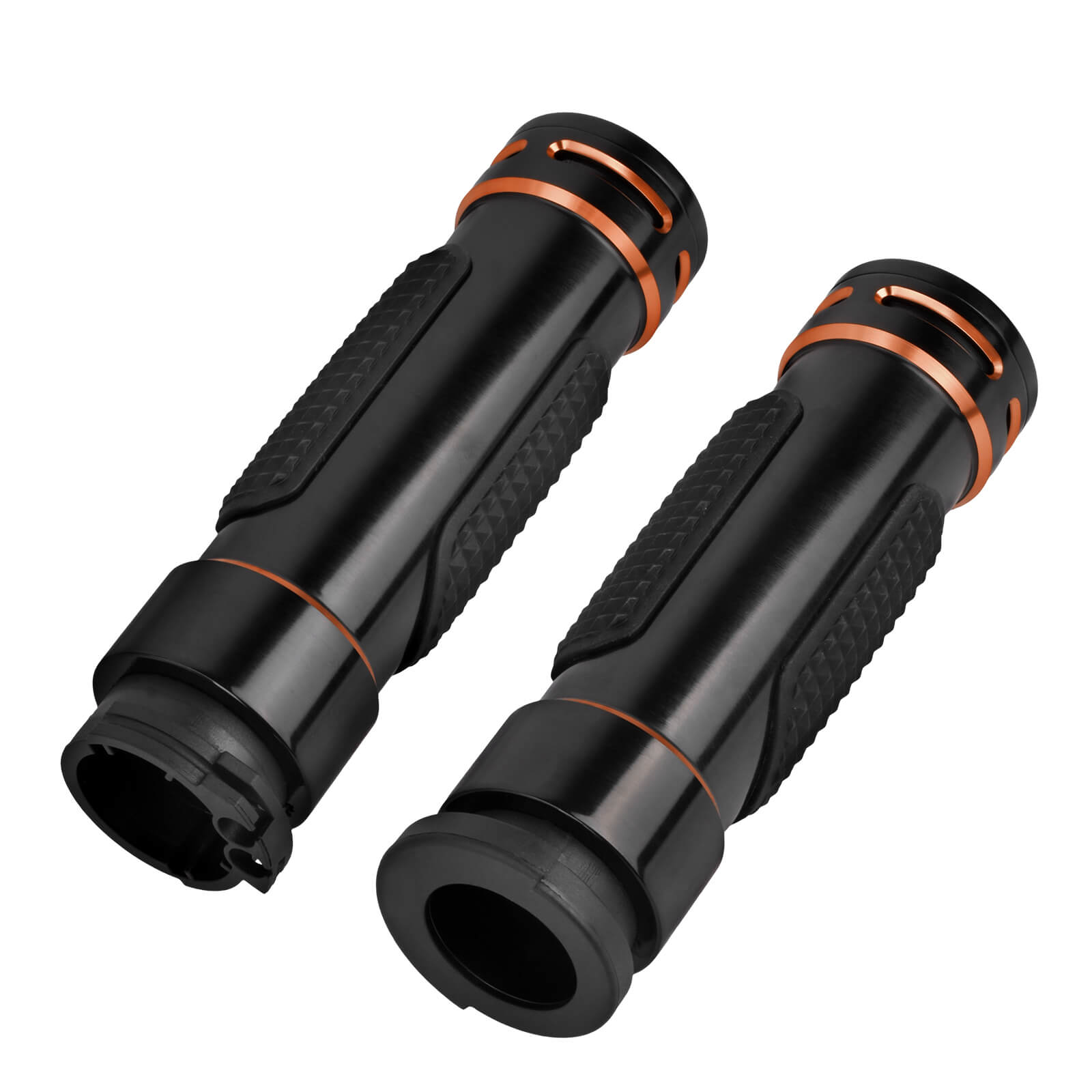 GP009001_Mactions_CNC Aluminum 1'' Non-Electronic Hand Grips for Harley V-Rod Sportster Touring Orange