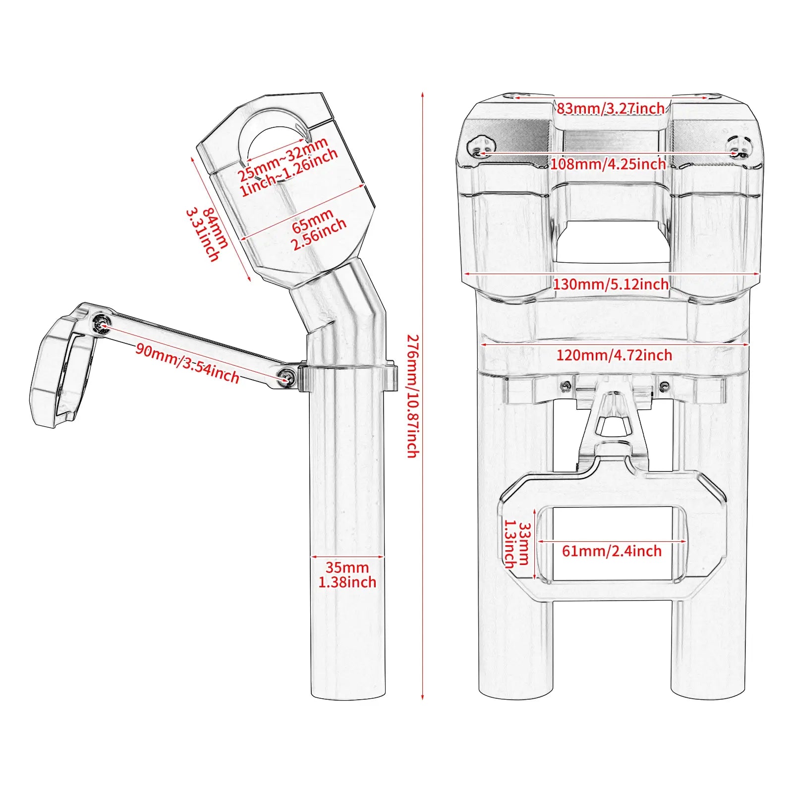 IN000104 mactions 10" Handlebar Riser With Speedometer Instrument Panel Brackets for harley size