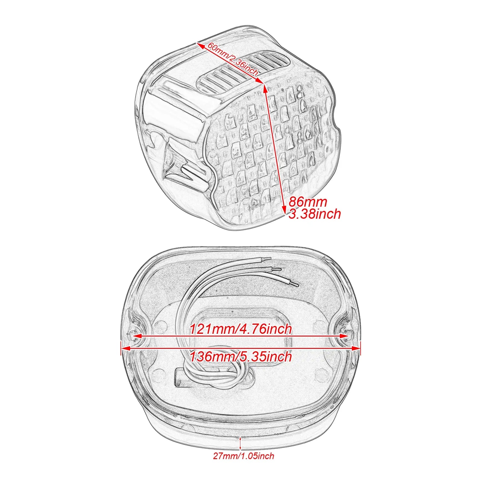 LA005102 mactions Motorcycle LED Taillight Brake Running Light for harley softail- size