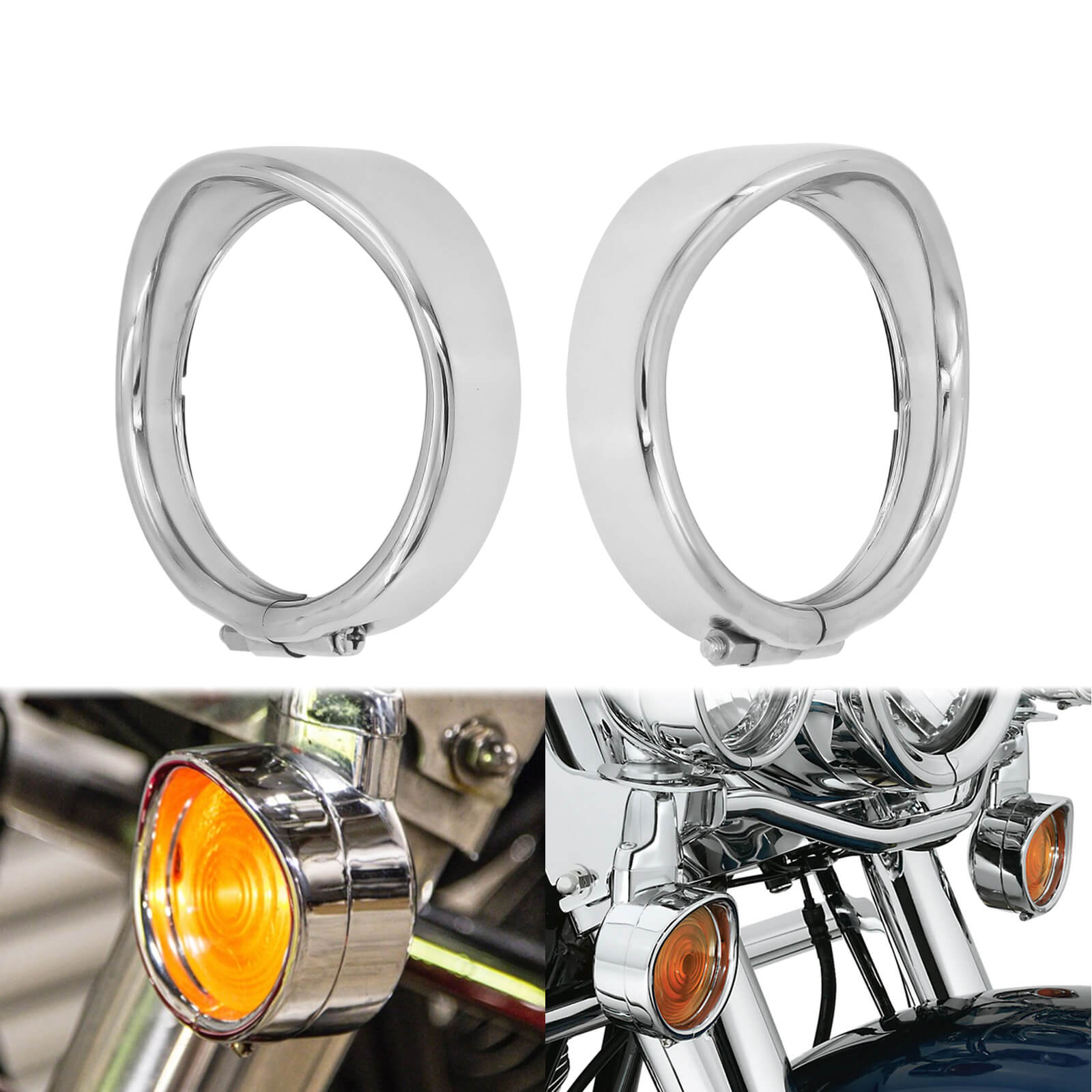 Visor Style Turn Signal Trim Ring Cover for Harley Touring Softail | Mactions