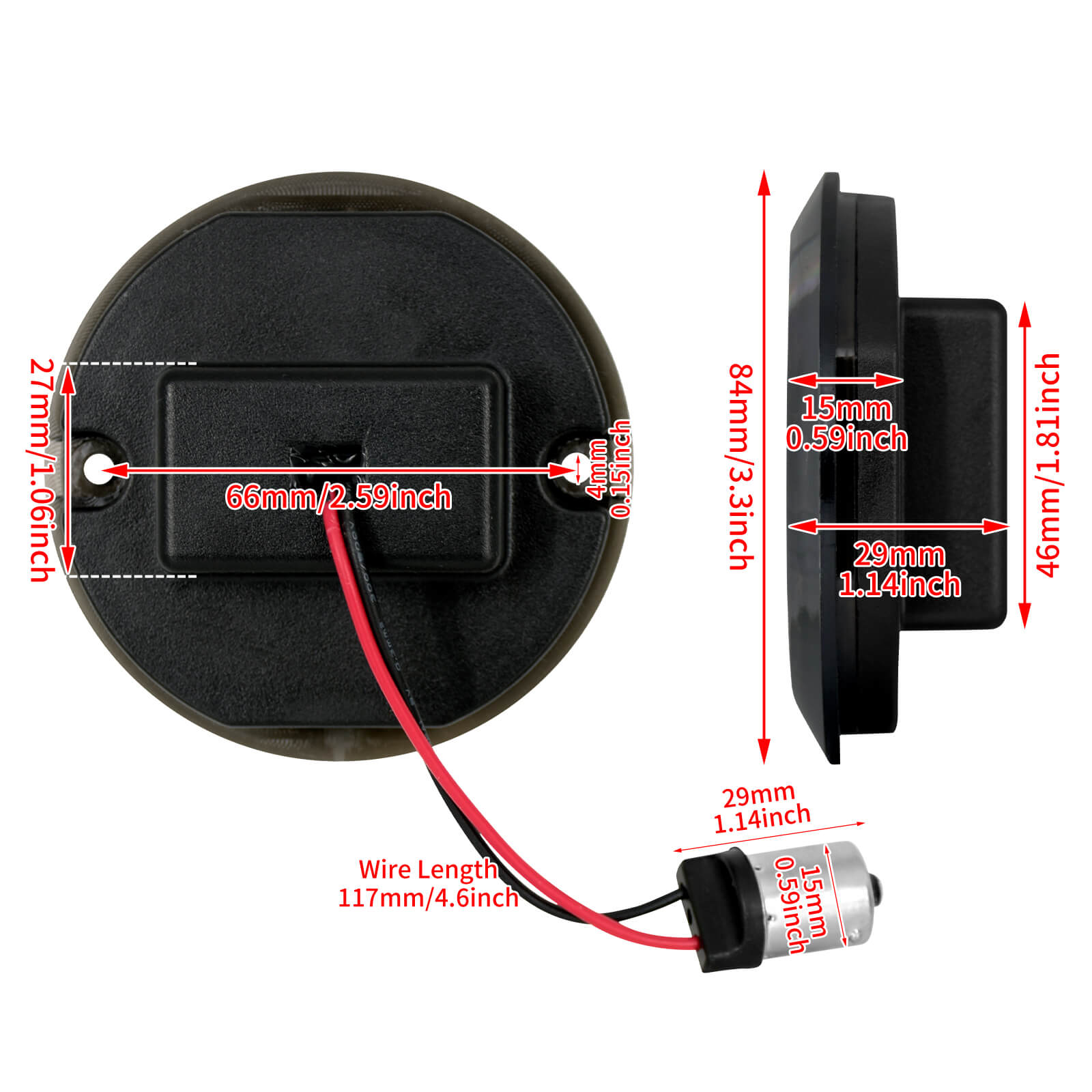 LA020201 mactions 1156 LED Rear Flat Turn Signal Light for harley touring - size