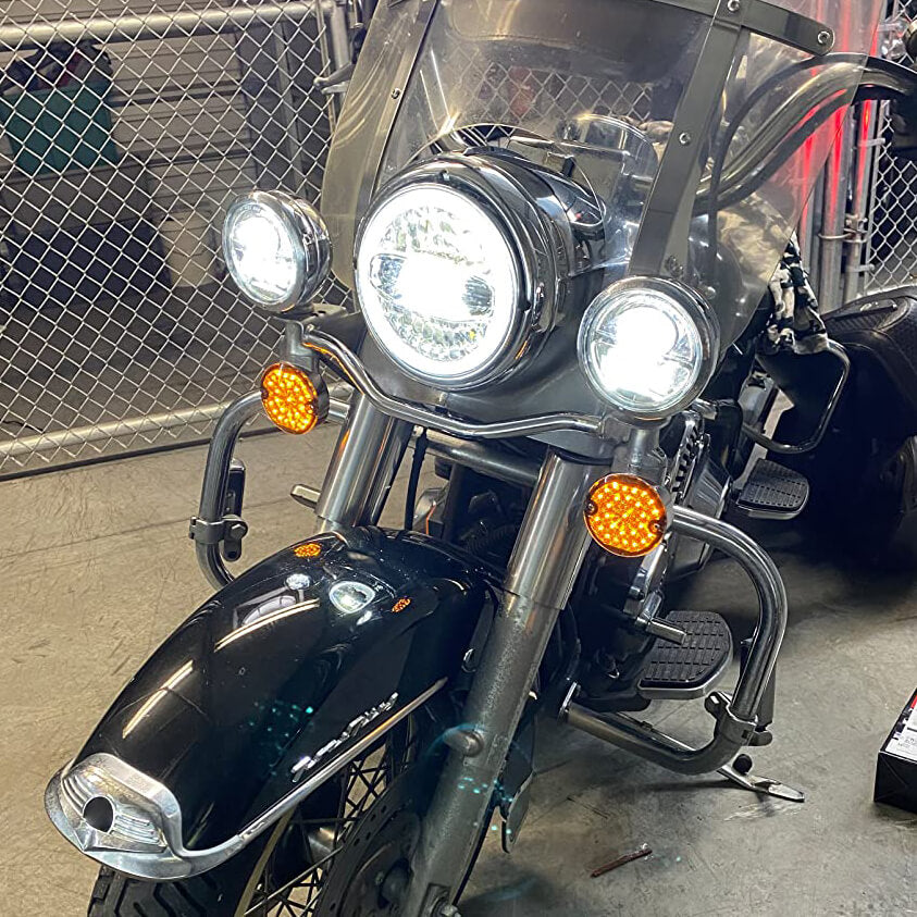 LA020202 mactions Front Rear 1157 LED Turn Signal Lights for harley grey lens