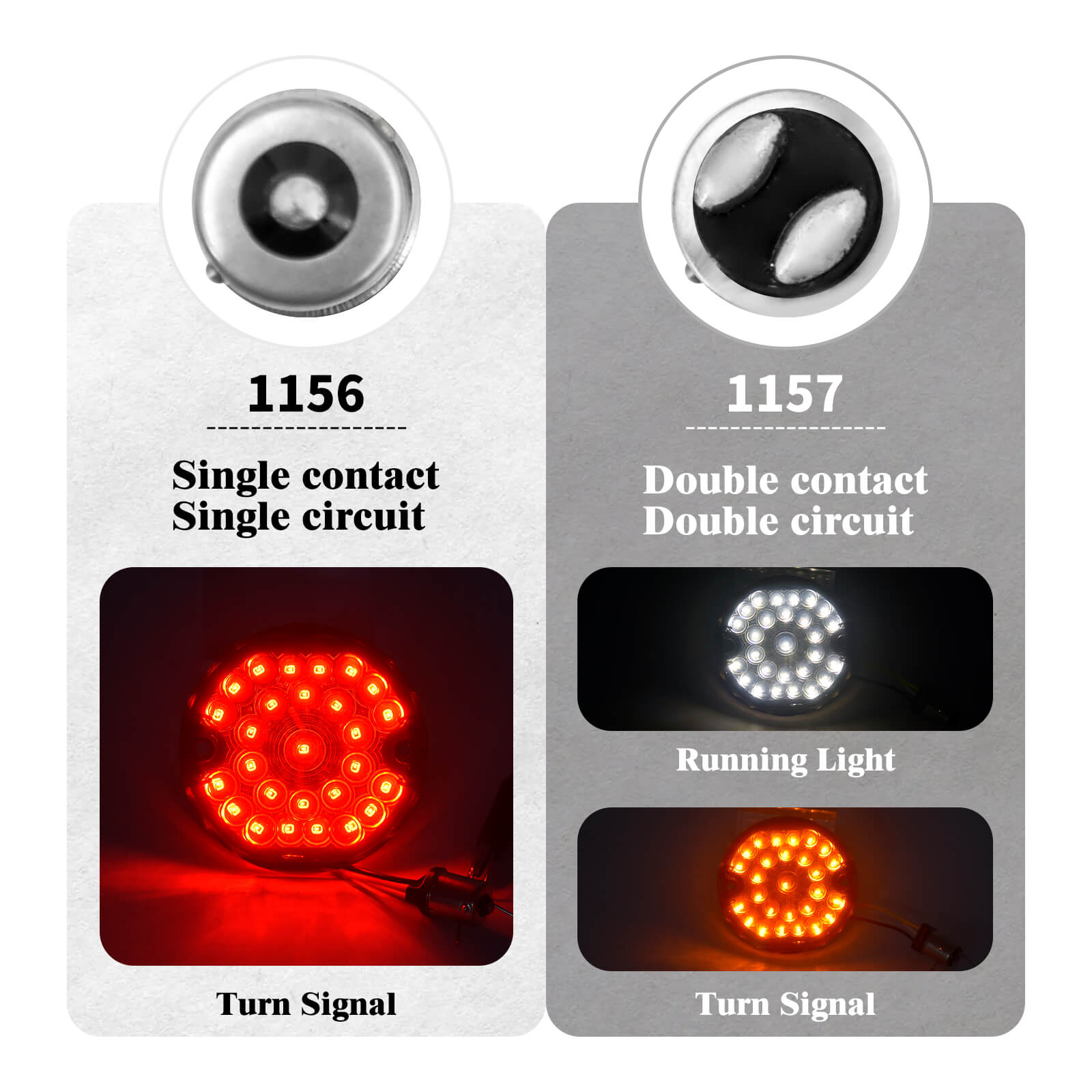 LA020202 mactions motorcycle Front Rear 1157 LED Turn Signal Lights for harley softail - double contact