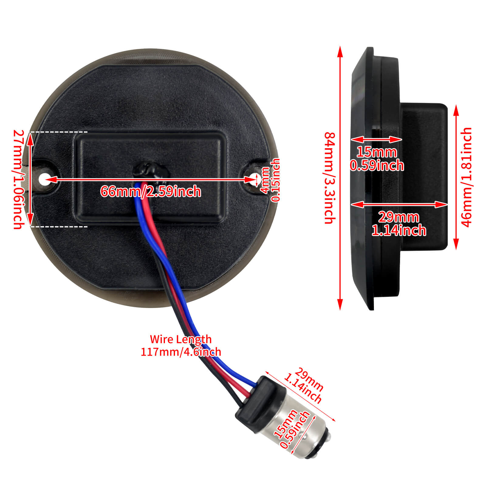 LA020203 mactions Front Rear 1157 LED Turn Signal Lights for harley softail - size