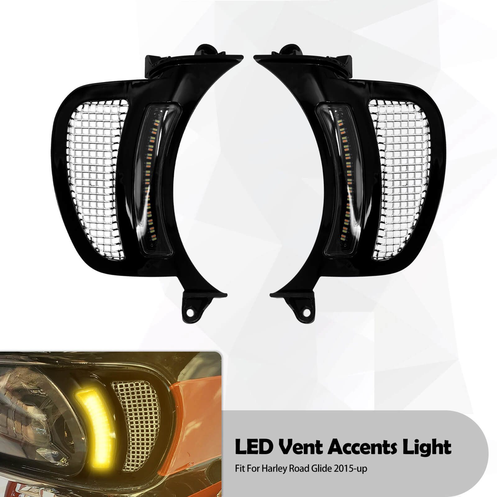 Headlight Vent Accent LED Side Lights for Harley Road Glide Model 2015-up | Mactions