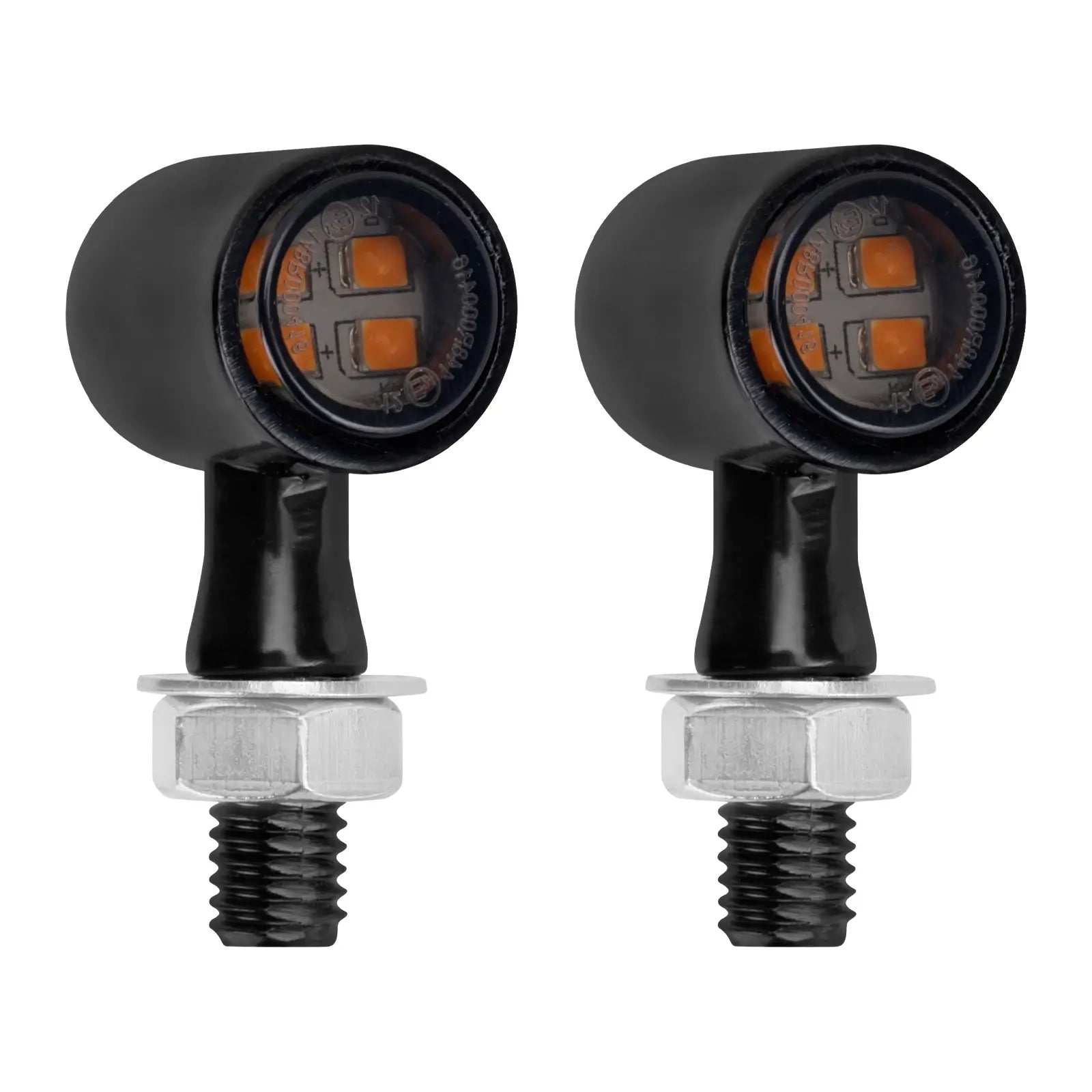 LA023701 Front Rear LED Turn Signal Lights mini indicators black housing with smoke lens