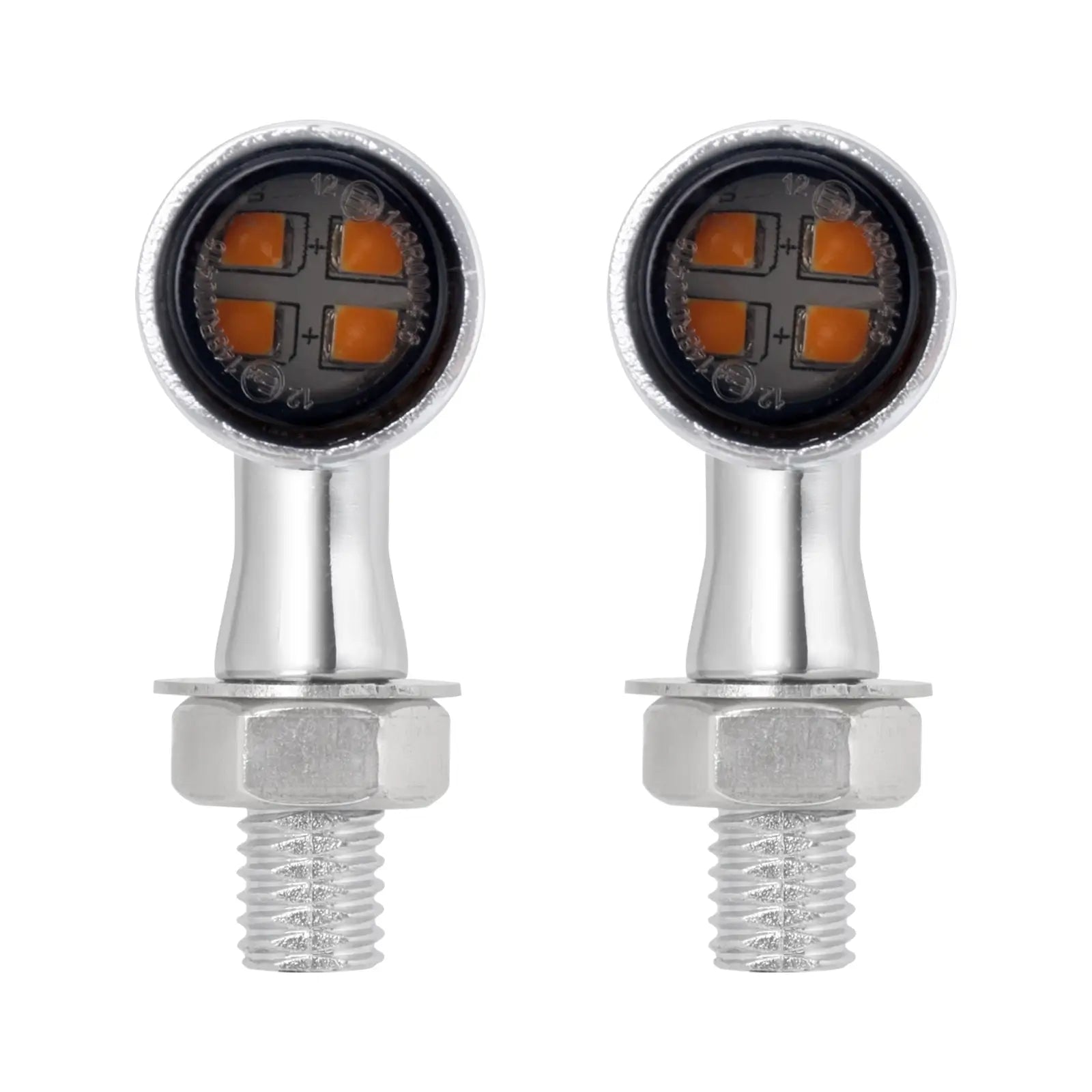LA023702 Front Rear LED Turn Signal Lights mini indicators chrome housing smoke lens