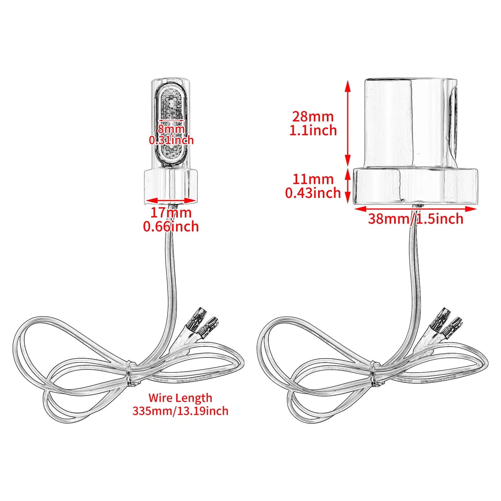 LA023803 mactions 3 LED Turn Signal Lights Rear Mini E Mark blinkers for harley sportster size