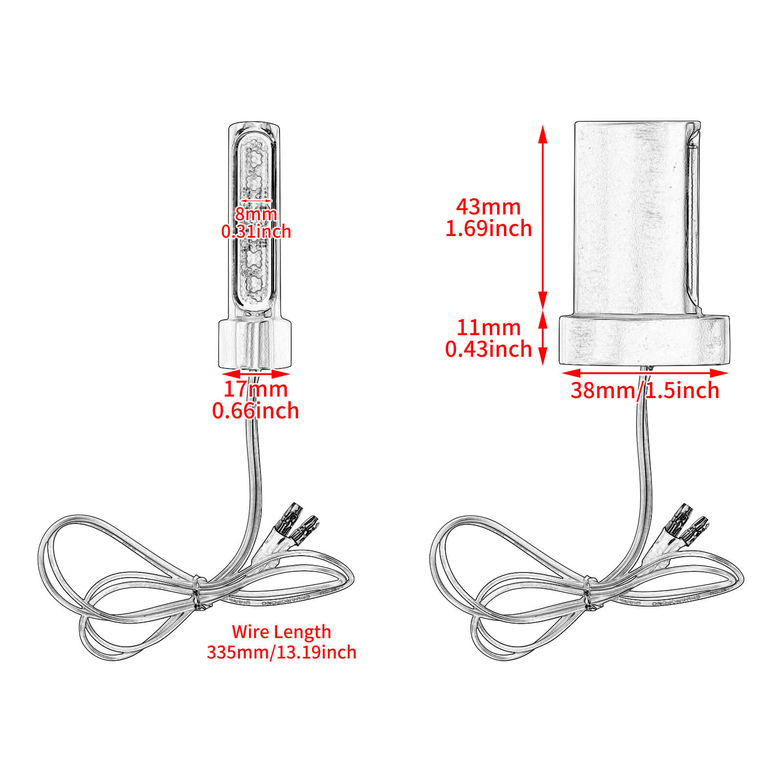 LA023805 mactions Rear LED Turn Signal E Mark Mini Indicators for harley sportster size