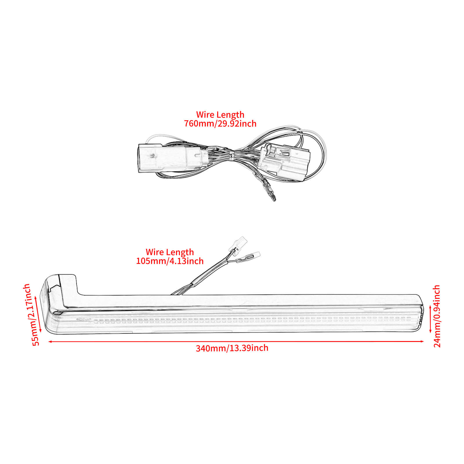 LA024501 mactions LED Tour-Pak Side Marker Light Kit for Harley touring 2006 - size