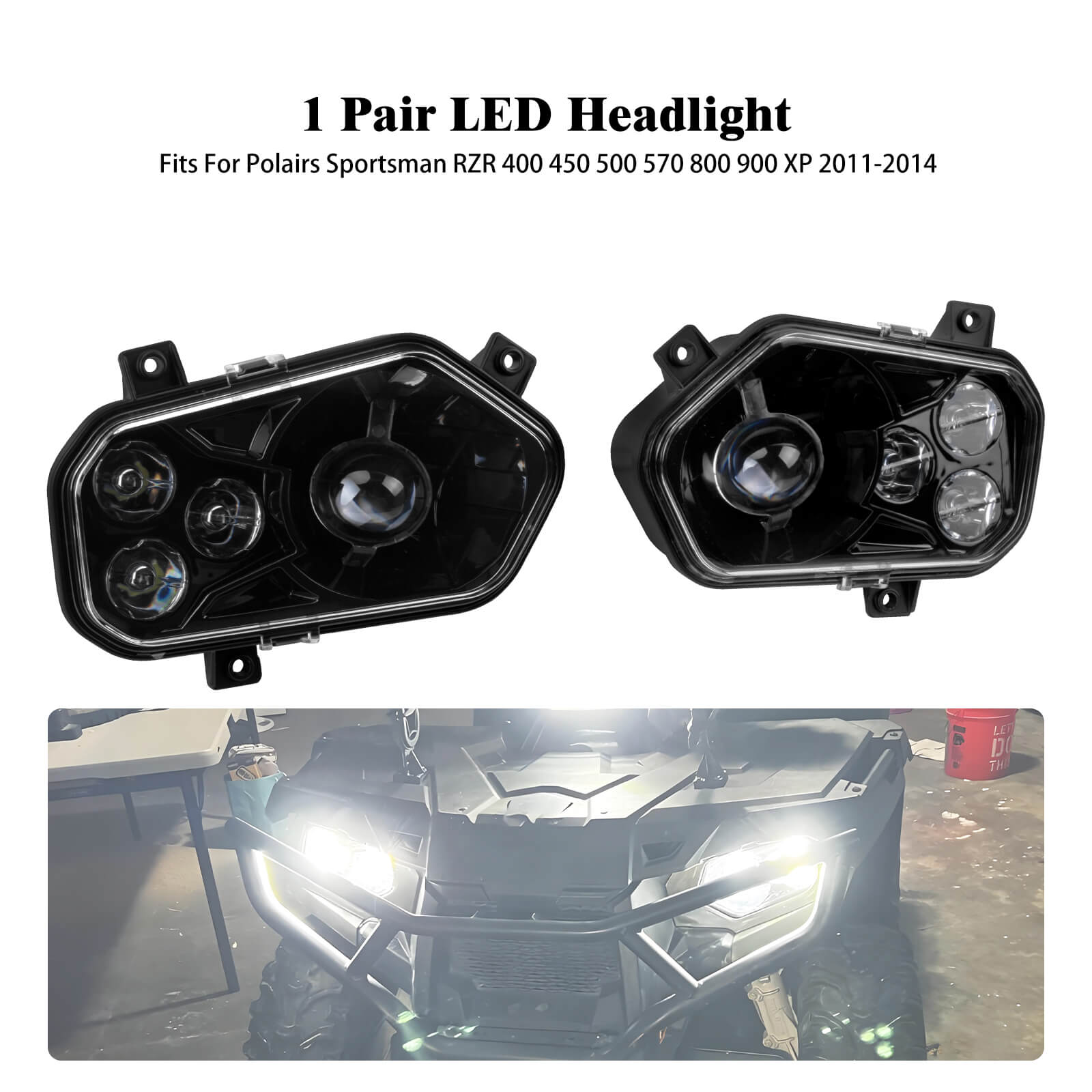 LA026601 Mactions_Ultra-Bright LED Front Headlight for Polaris Sportsman ATVs ‘09-’14