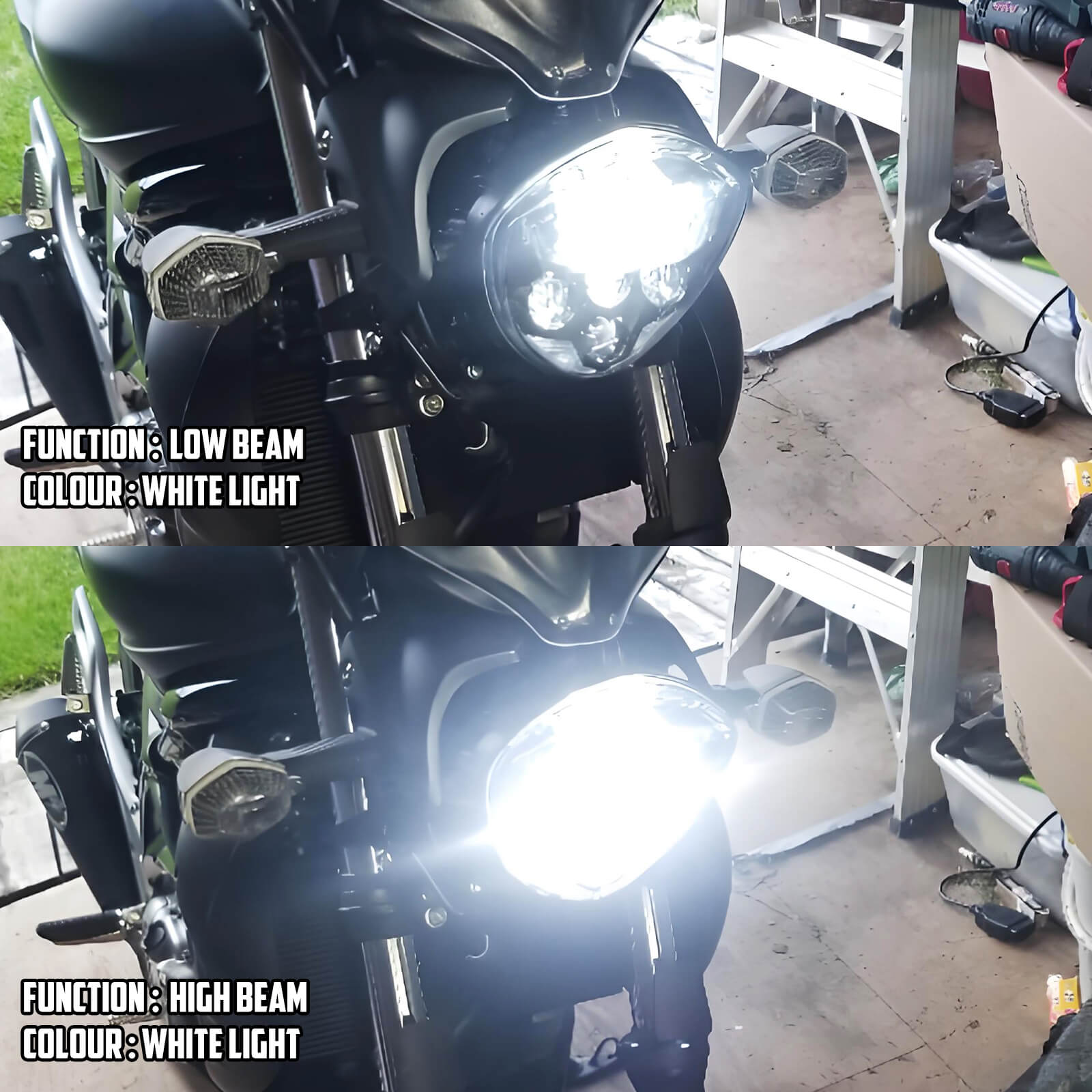 LA026701 mactions bright LED High Low Beam Headlight for harley sportster - effect