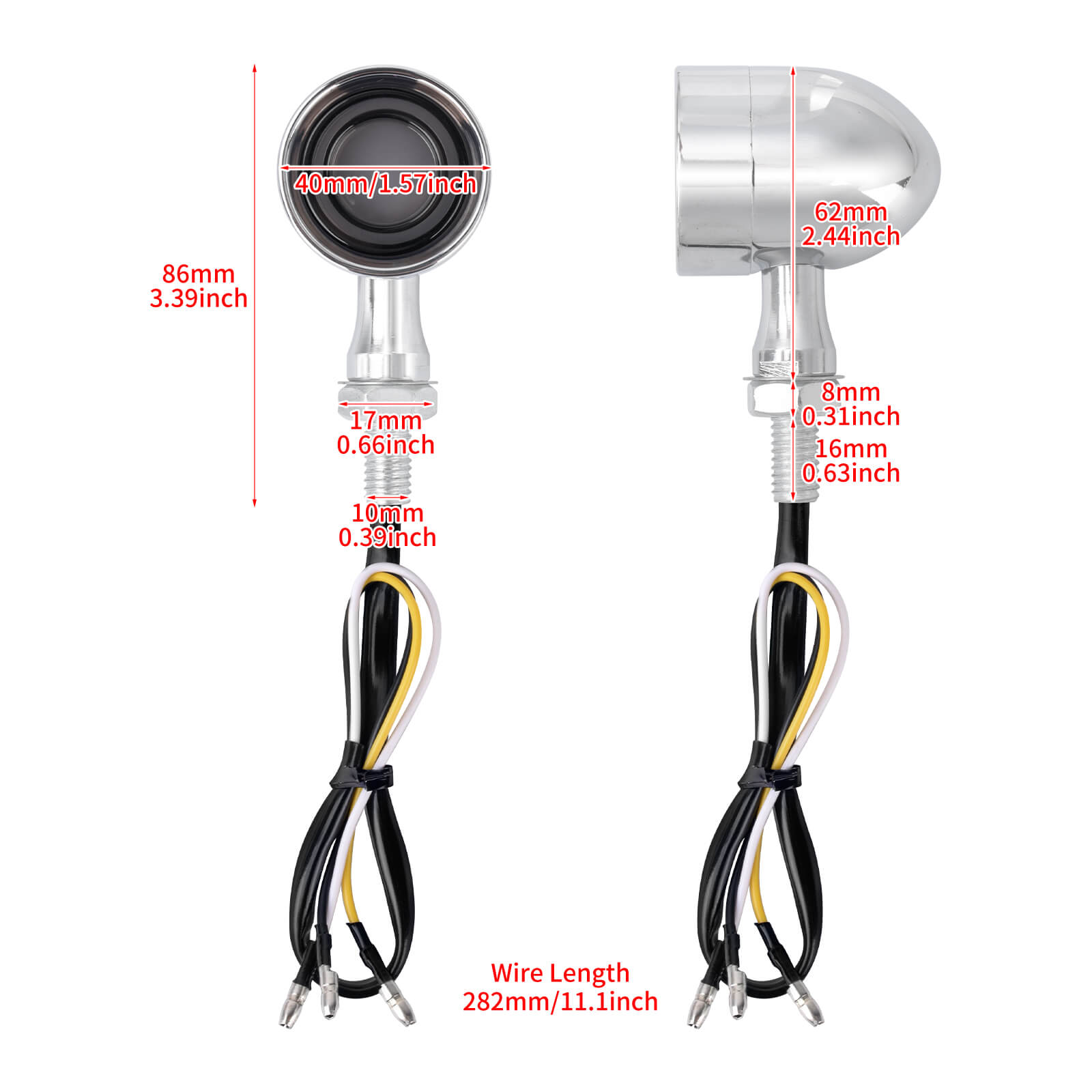 LA029002 mactions Front LED Turn Signal Bullet Indicator Mini Lights suzuki harley - size