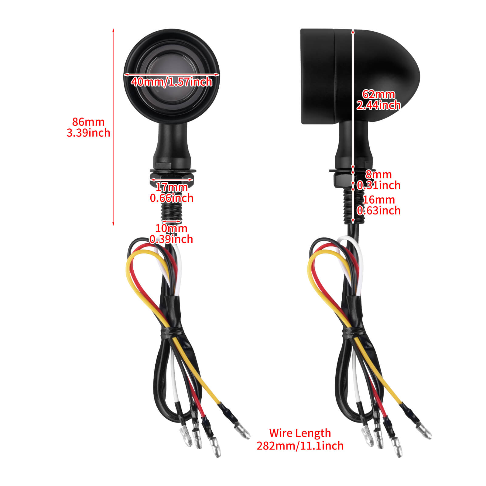 LA0290 Mactions Universal Front LED Turn Signals Mini Lights Brake Lights for Harley Honda Kawasaki Yamaha Suzuki Size