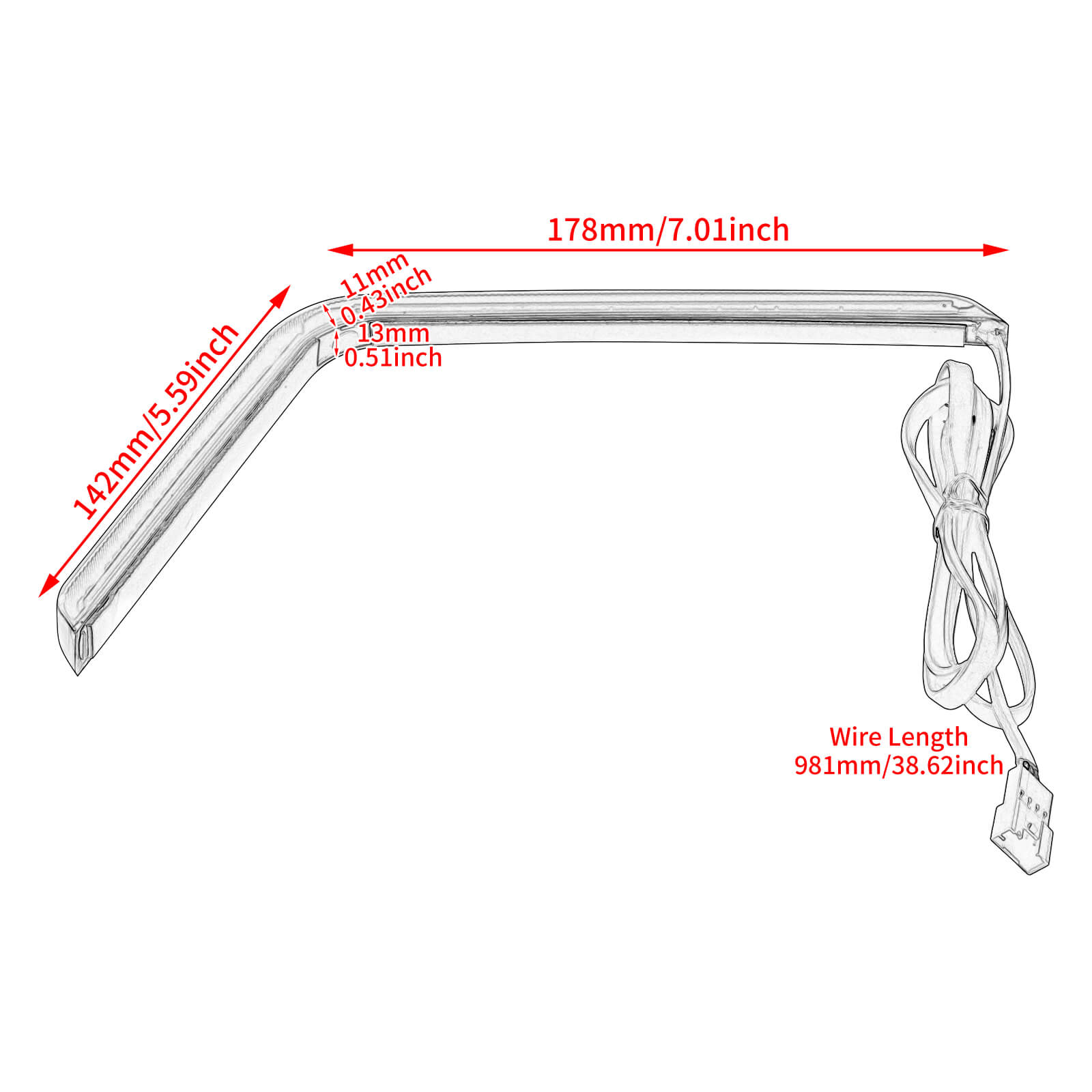 LA030801 Motorcycle LED Rear Saddlebag Brake Turn Signal Tail Lights for harley touring - size
