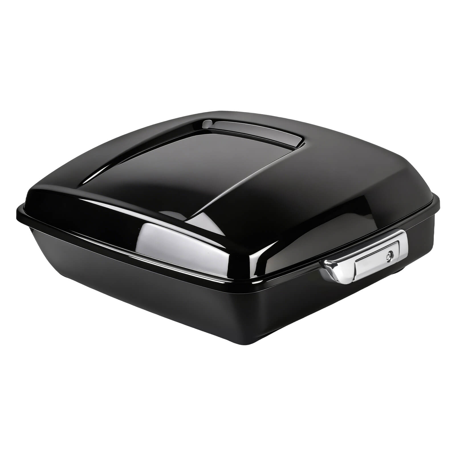 10" Gloss Black Chopped Tour Pack Luggage with Quilted Liner for Harley Touring '14-'25 - Chrome Latch | Mactions