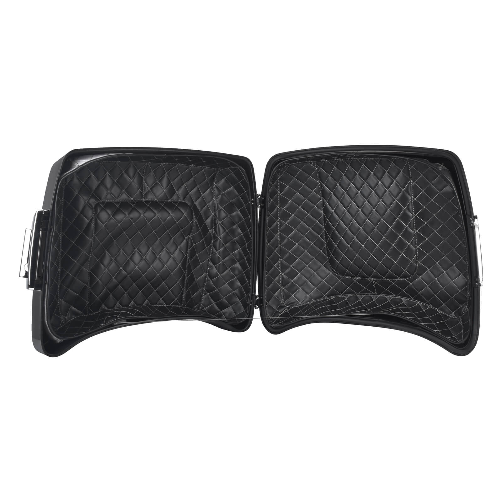 10" Gloss Black Chopped Tour Pack Luggage with Quilted Liner for Harley Touring '14-'25 - Chrome Latch | Mactions