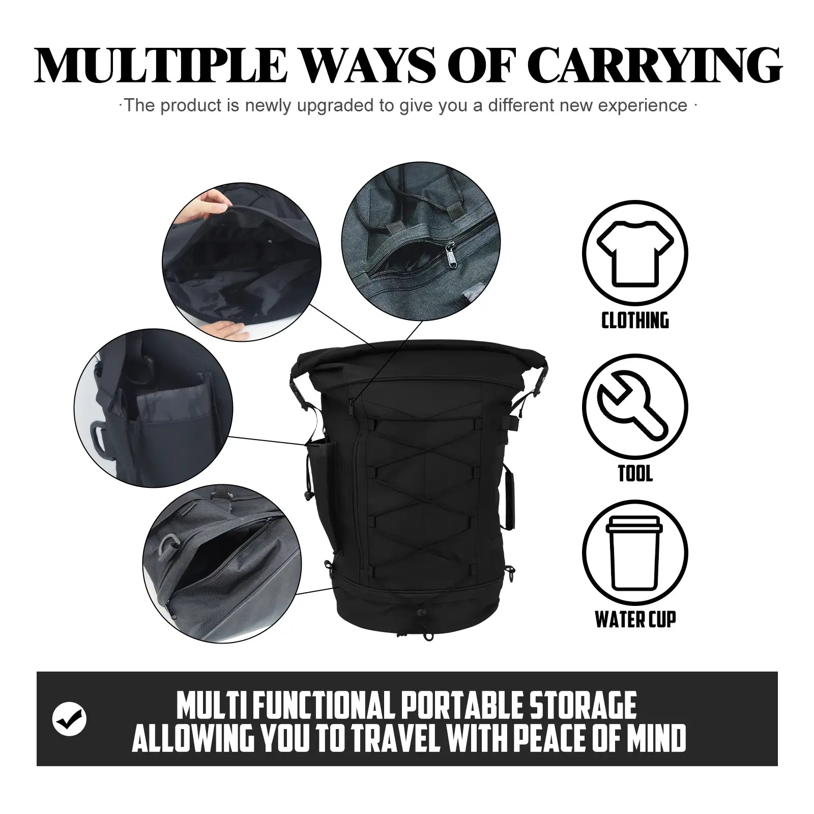 Expandable Motorcycle Travel Luggage Bag Weather Resistant Duffle Bag | Mactions