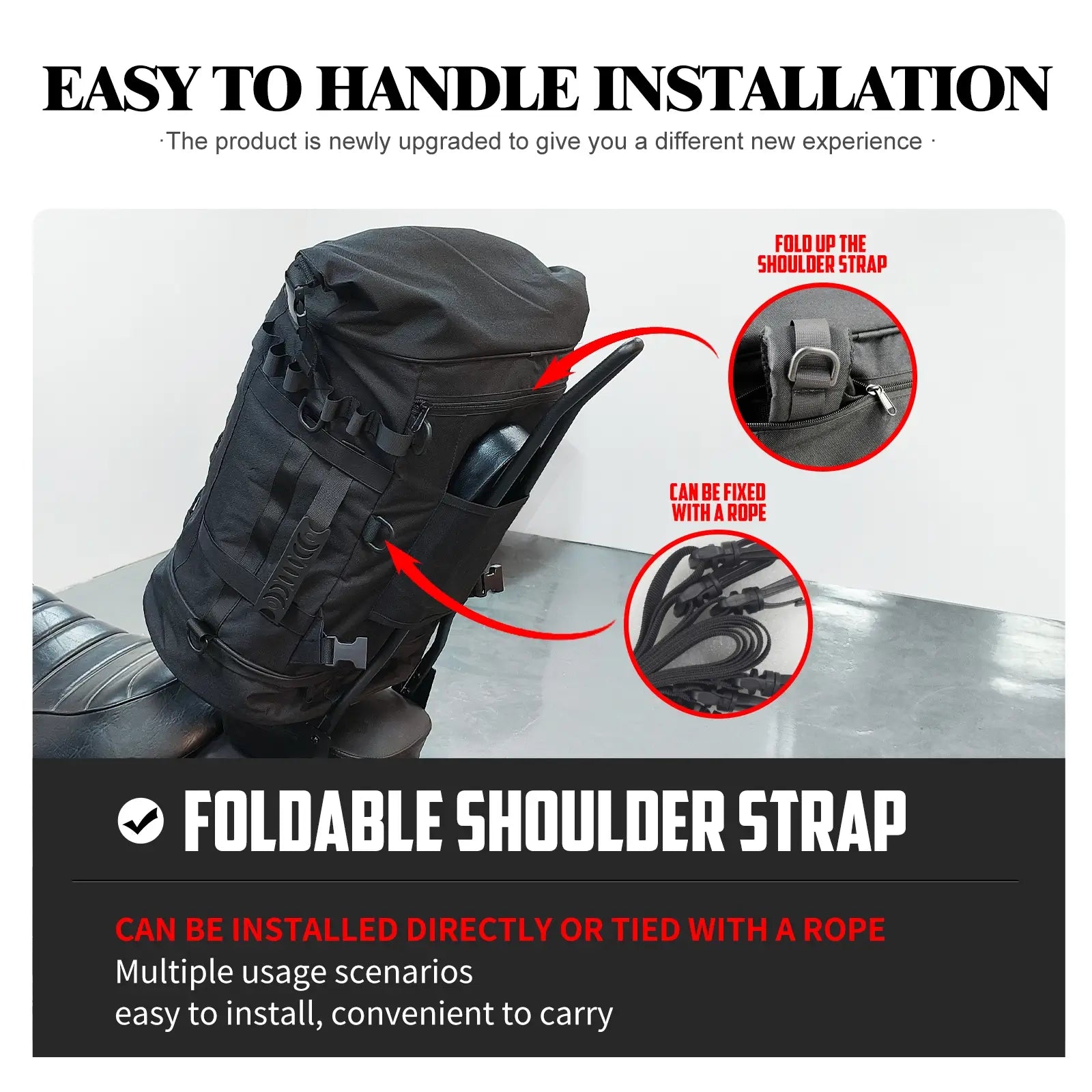 Expandable Motorcycle Travel Luggage Bag Weather Resistant Duffle Bag | Mactions