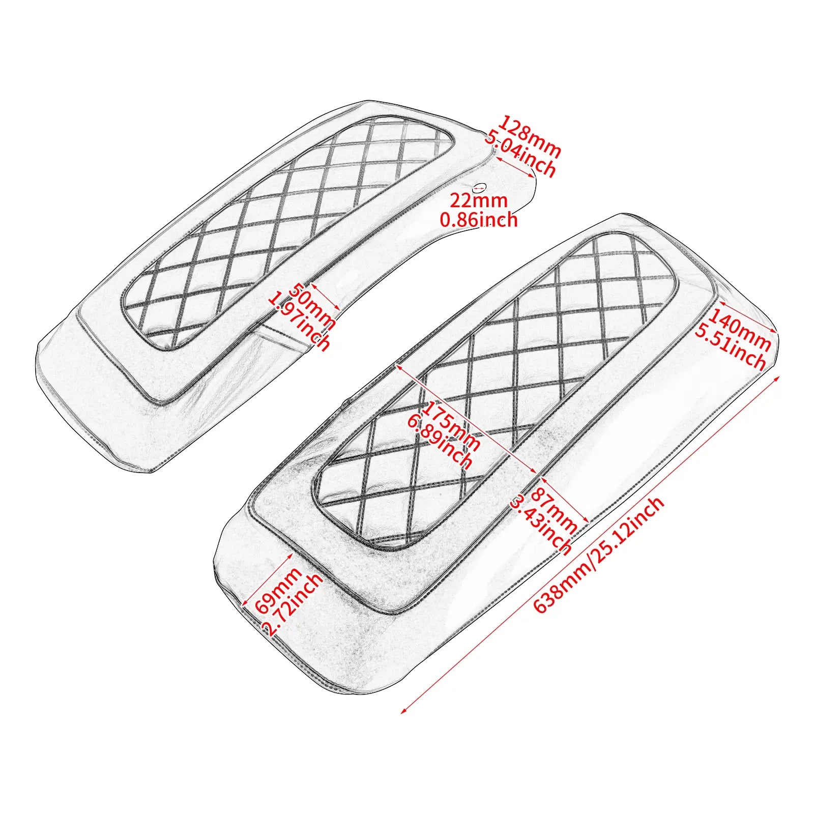 LU000402 mactions Saddlebag Lid Bra Diamond Top Cover For Harley touring size