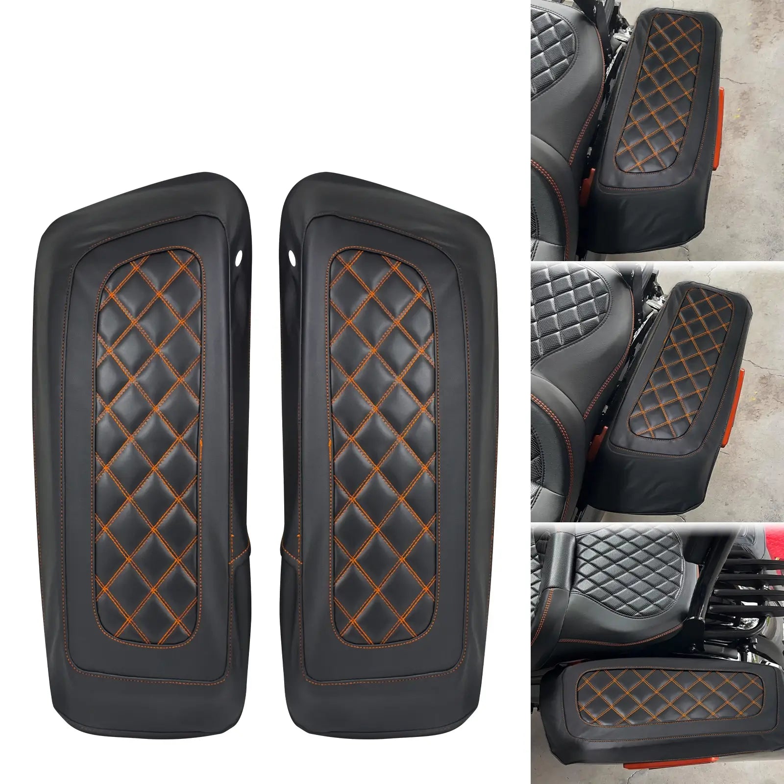 LU000404 mactions Saddlebag Lid Bra Diamond Top Cover For Harley Orange