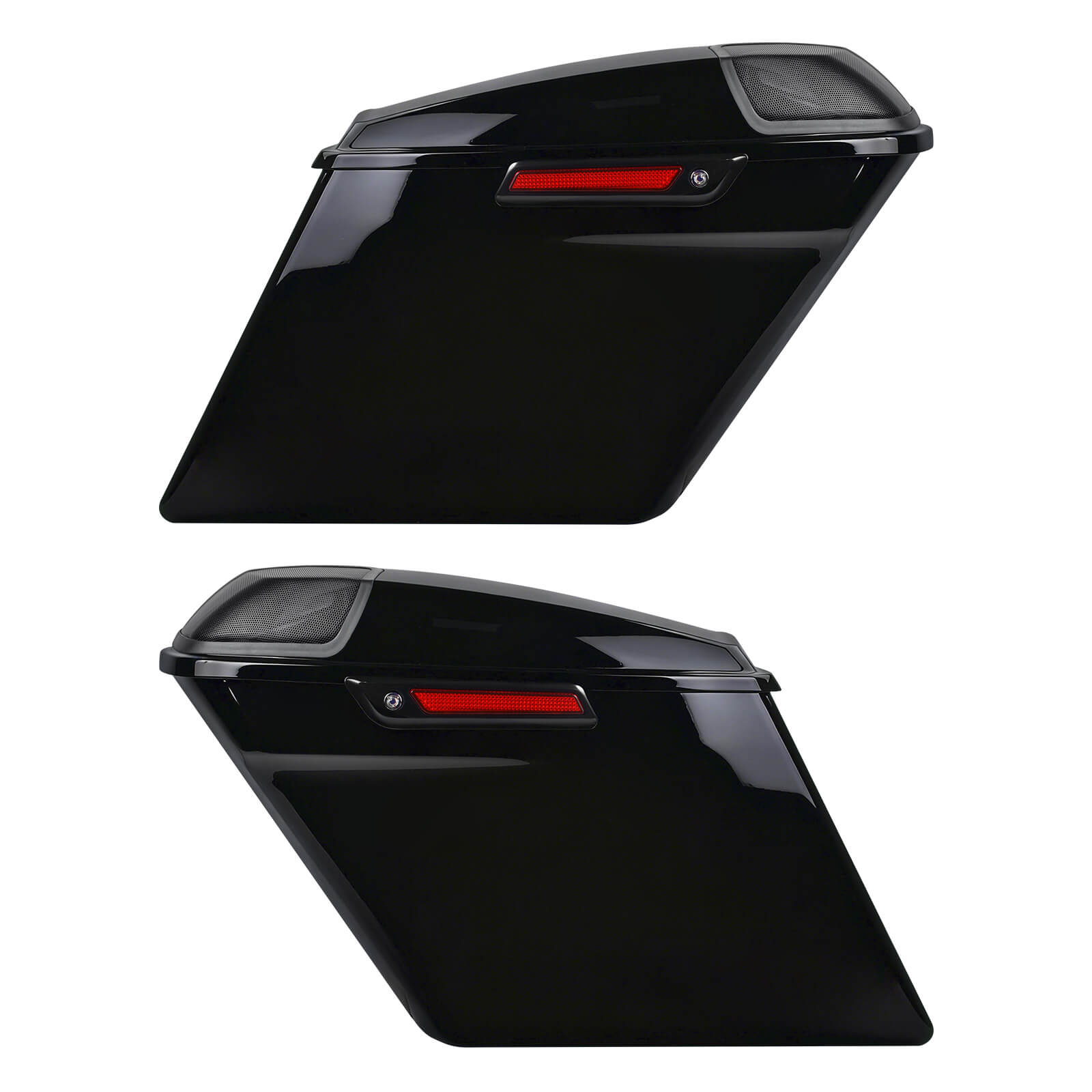 LU000803 mactions 5" Stretched Saddlebags with Speaker Lids for Harley touring street glide - black