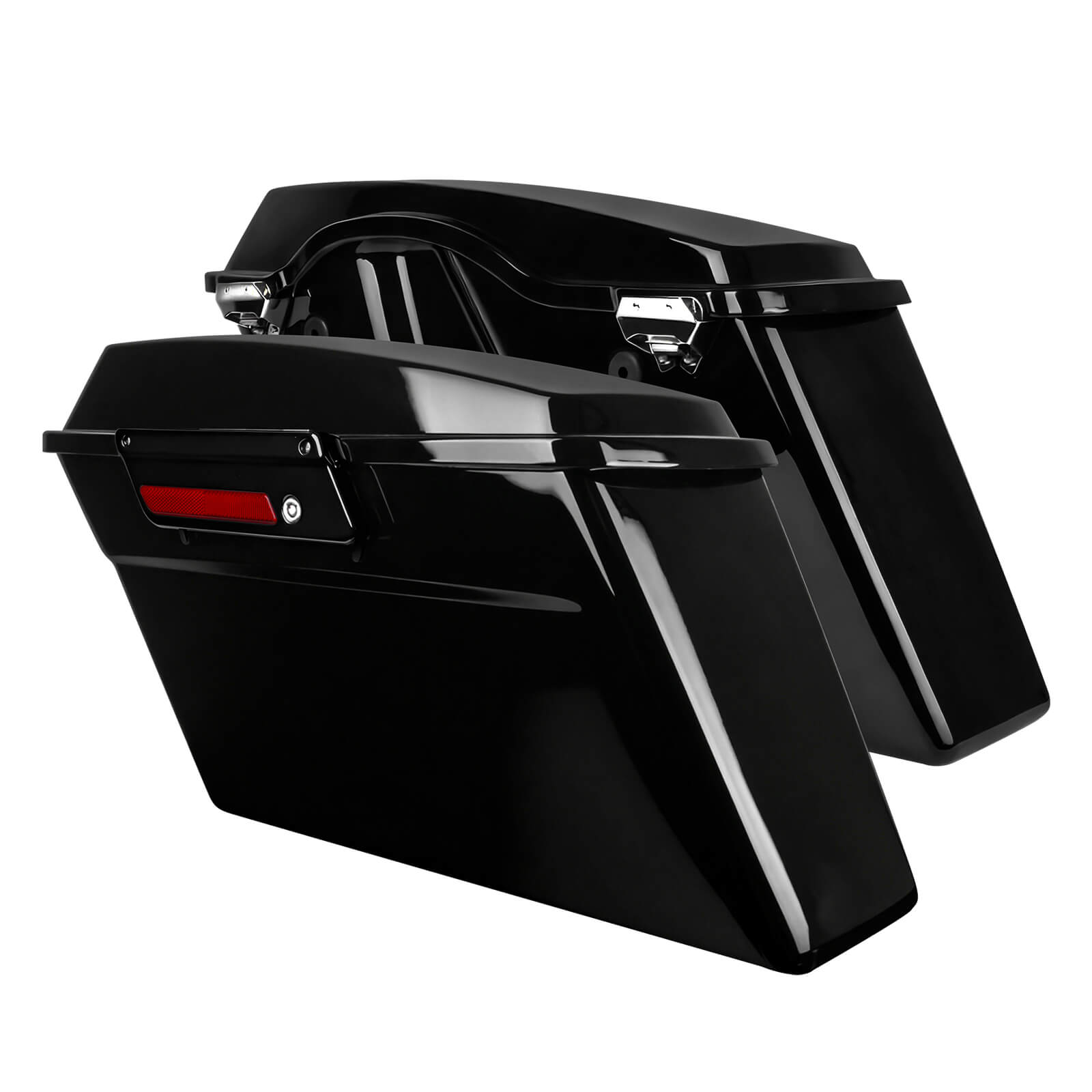 Gloss Black Saddlebags Set with Black/Chrome Latch for Harley Touring '93-'13 | Mactions