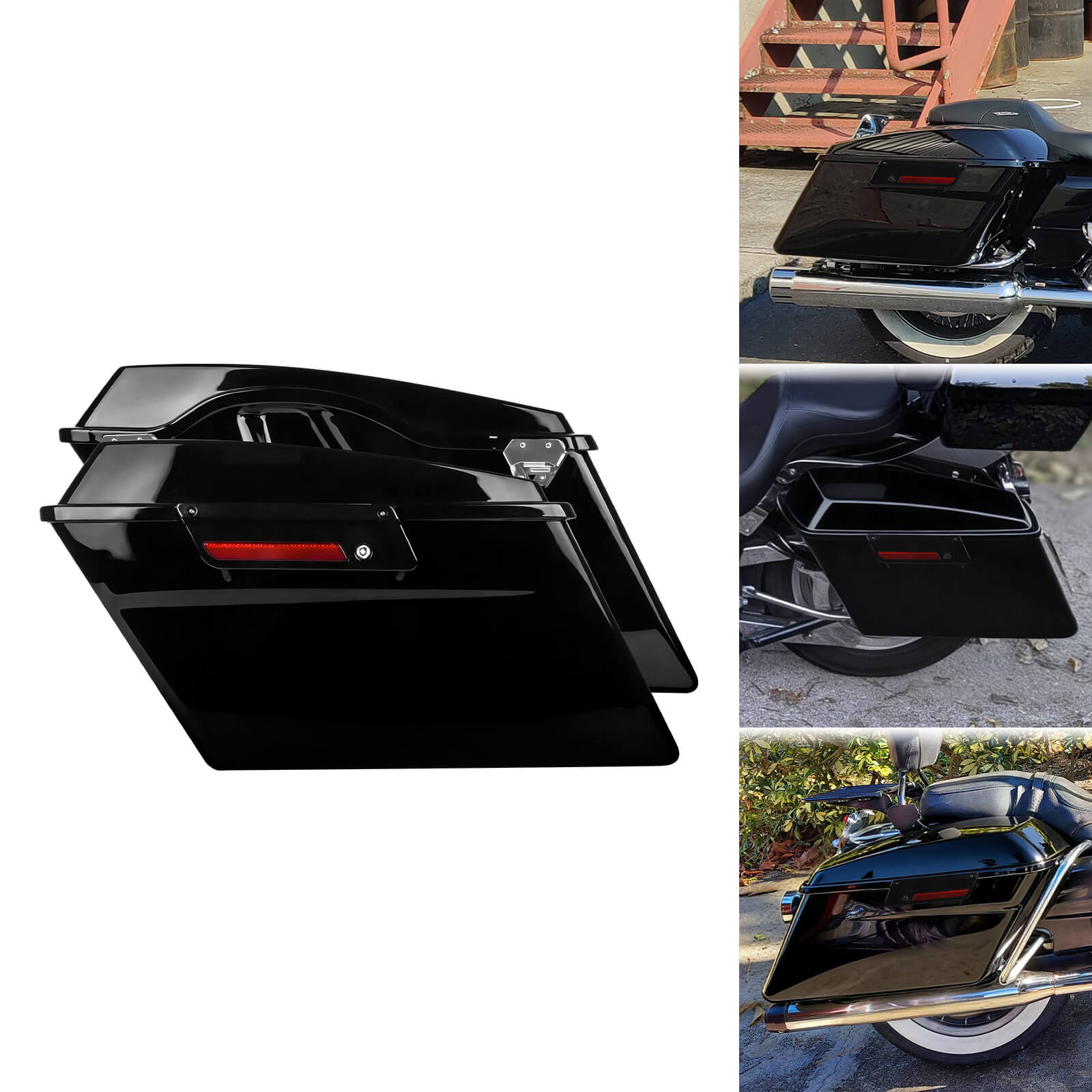 LU002001 mactions hard saddlebags trunk set touring 2013 black latch effect