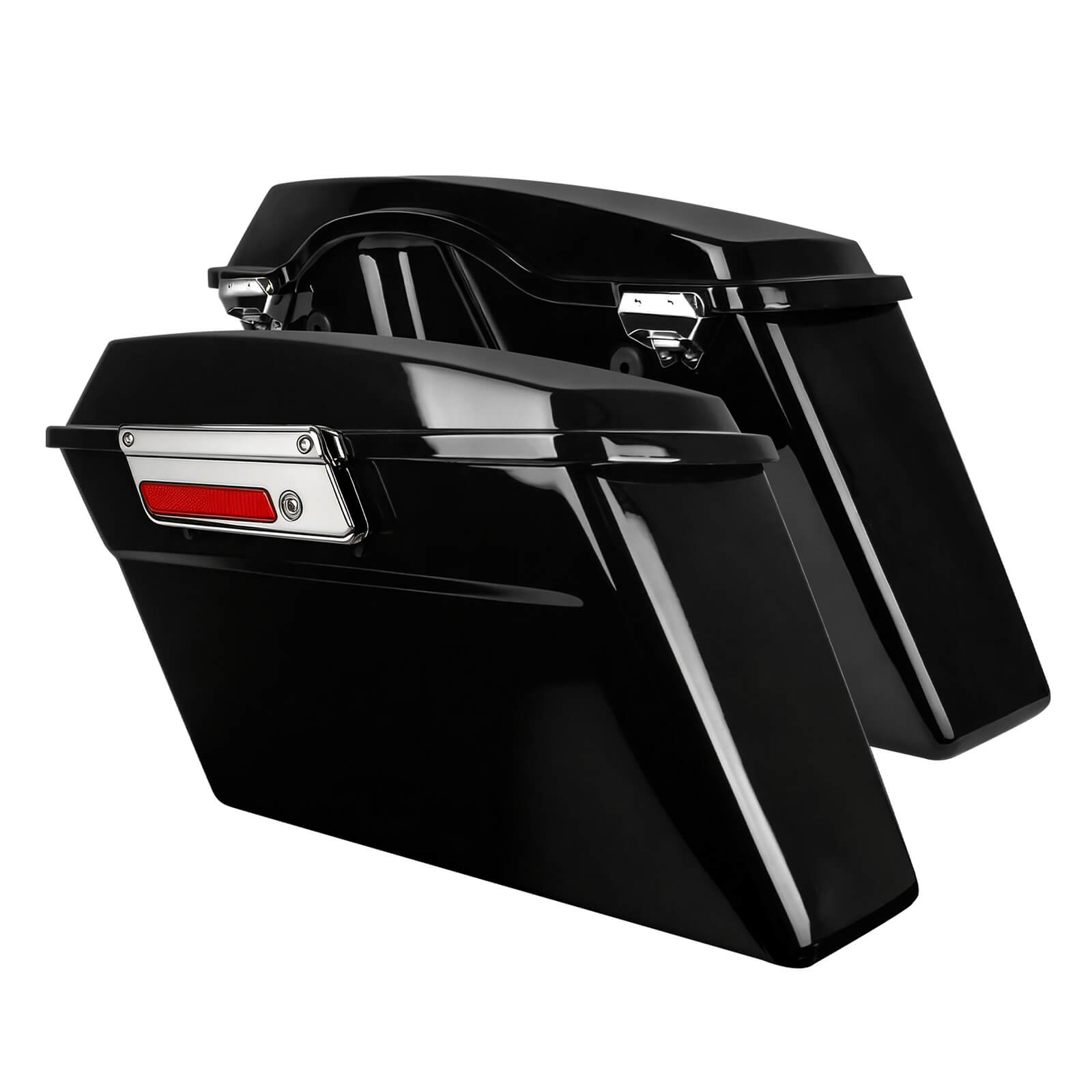 Gloss Black Saddlebags Set with Black/Chrome Latch for Harley Touring '93-'13 | Mactions