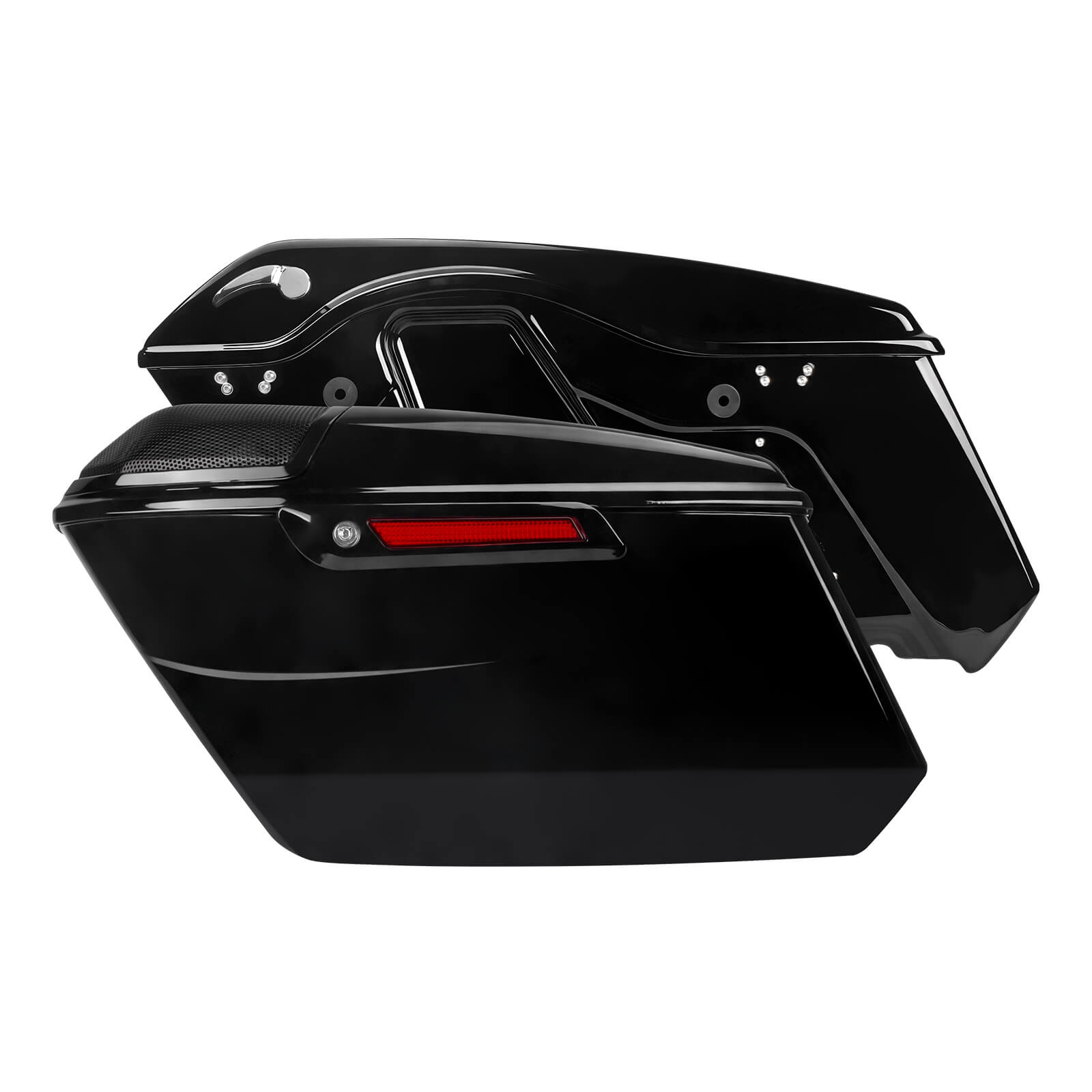 LU002101 mactions Vivid Black Hard Saddlebags Luggage for Harley